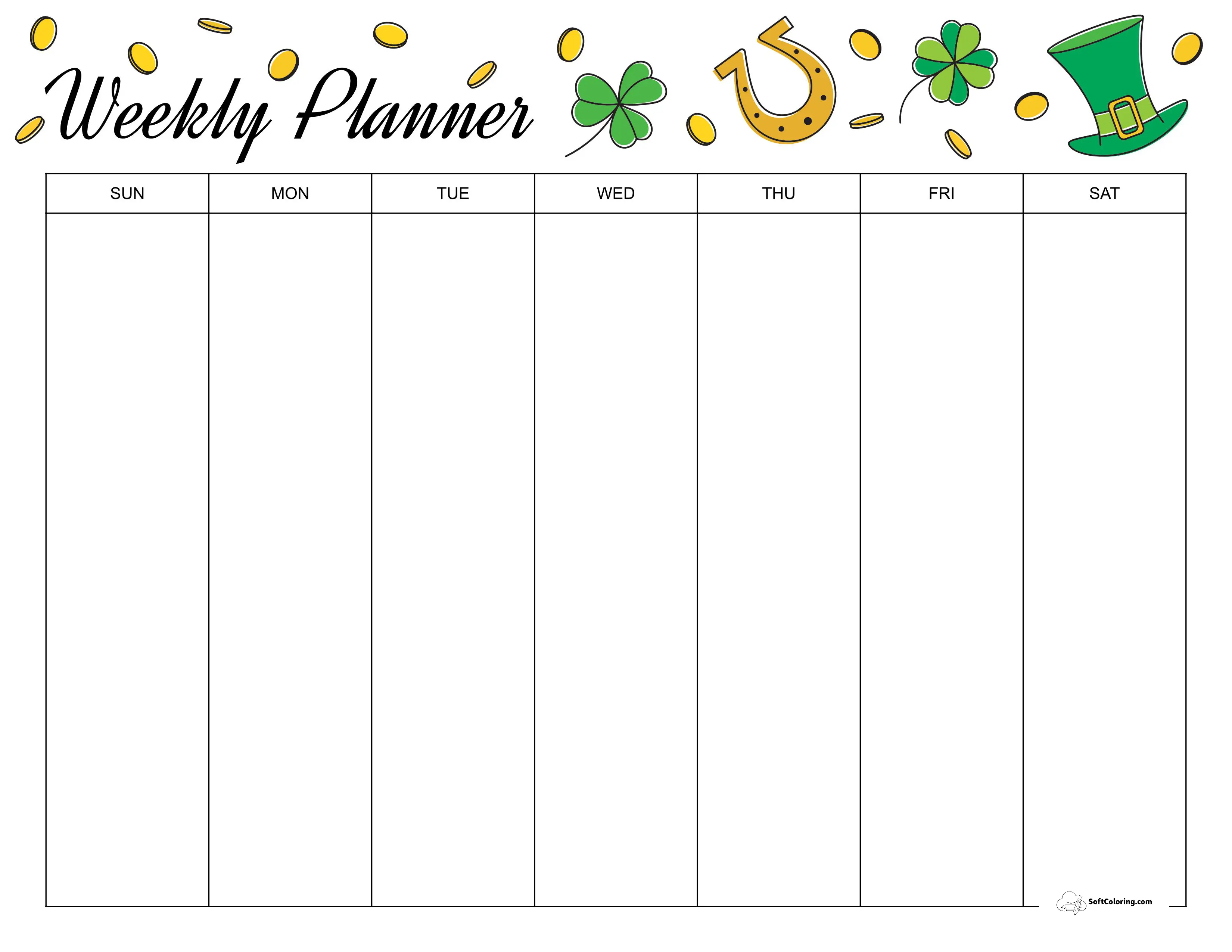 Luck Of The Irish Printable Week Schedule
