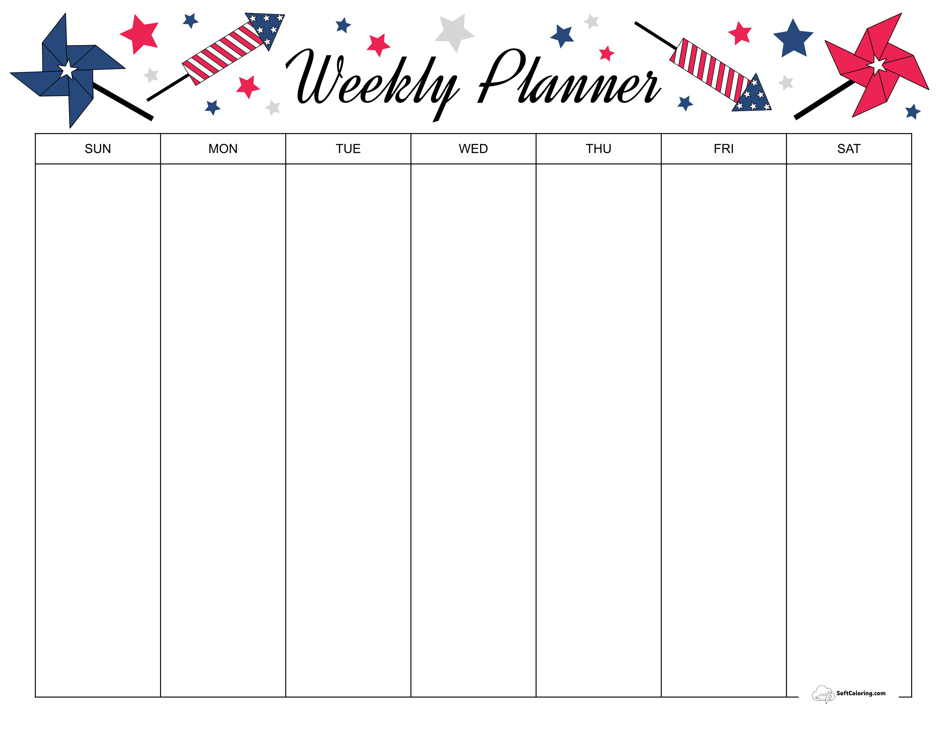 Stars & Stripes Usa Weekly Planner