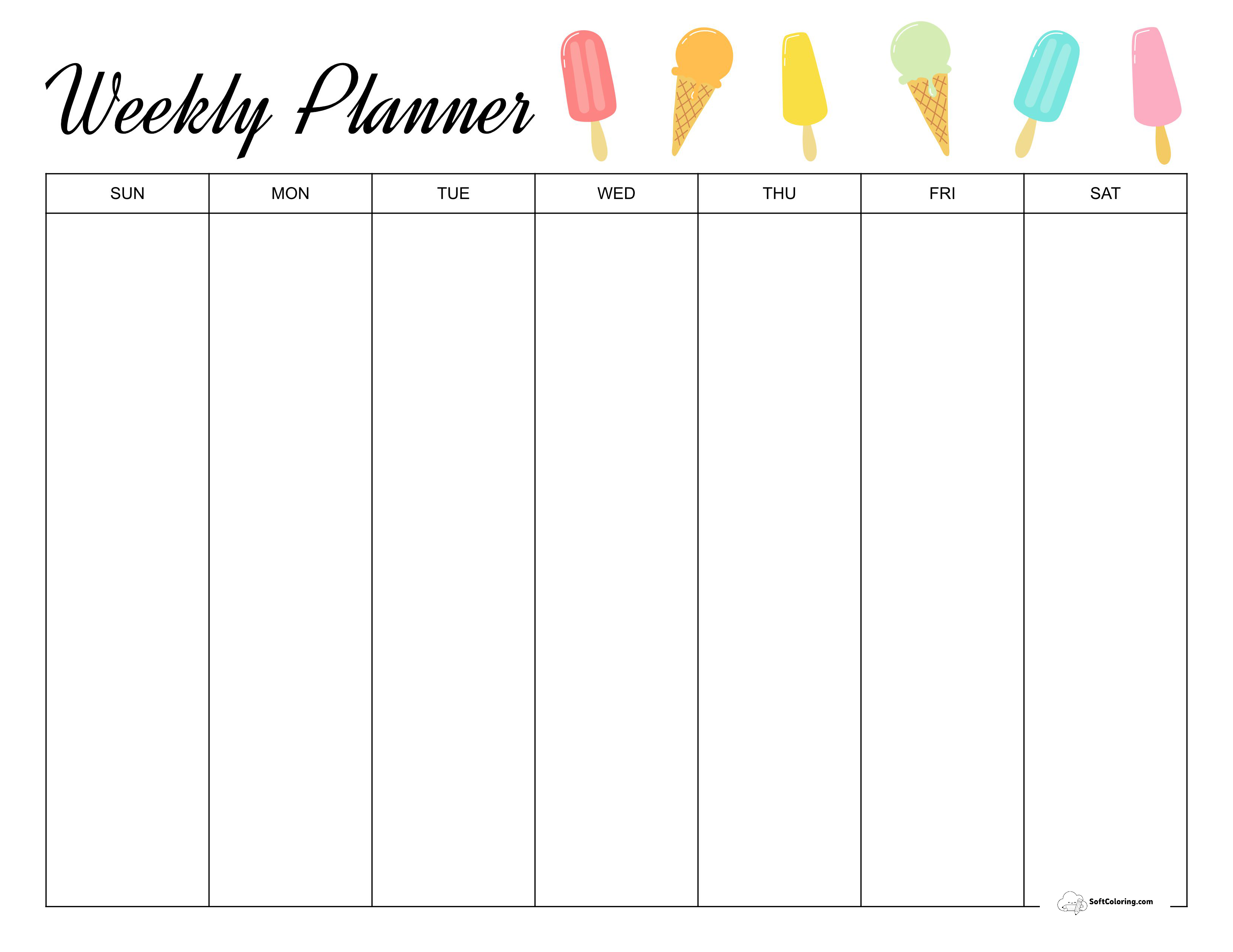 Summer Weekly Planning Schedule