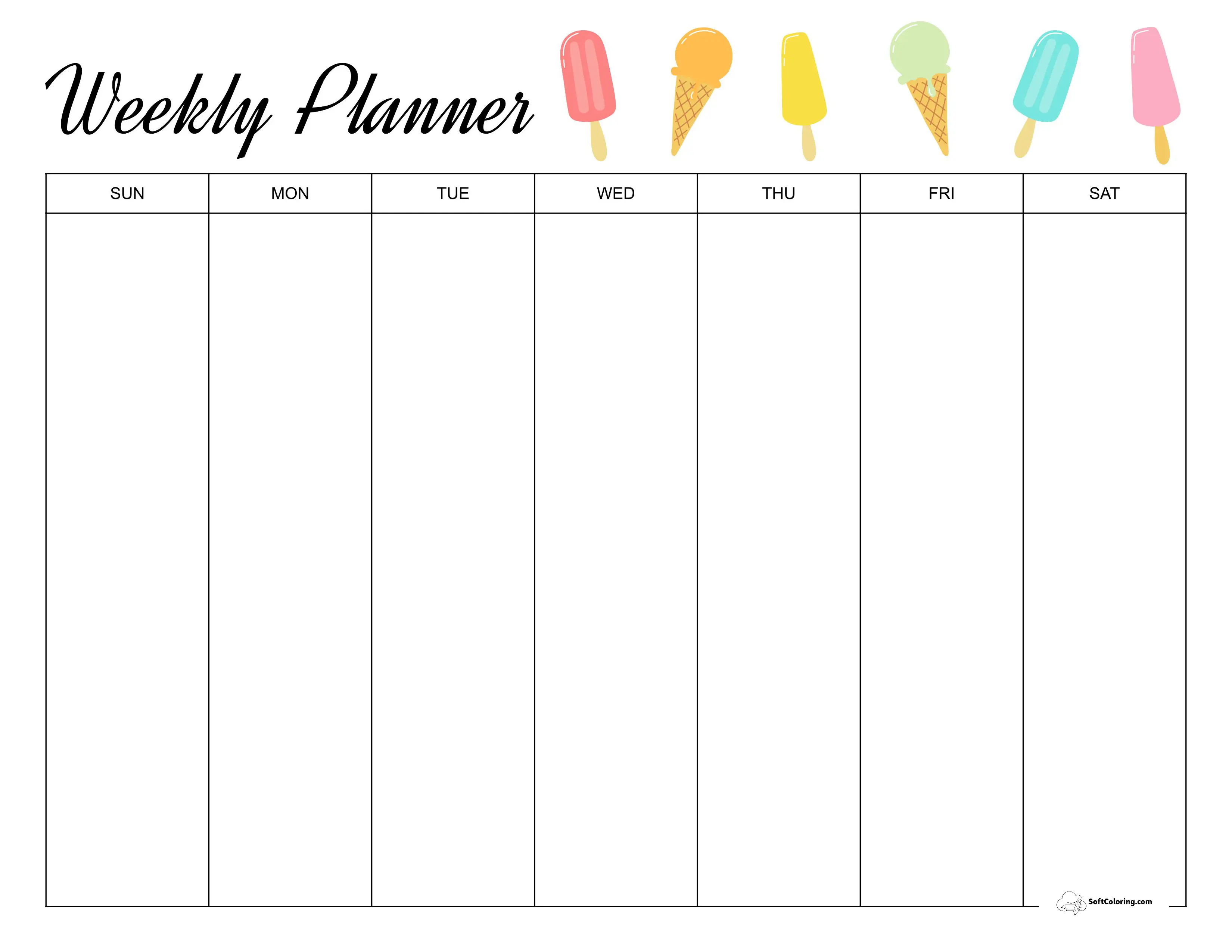 Summer Weekly Planning Schedule