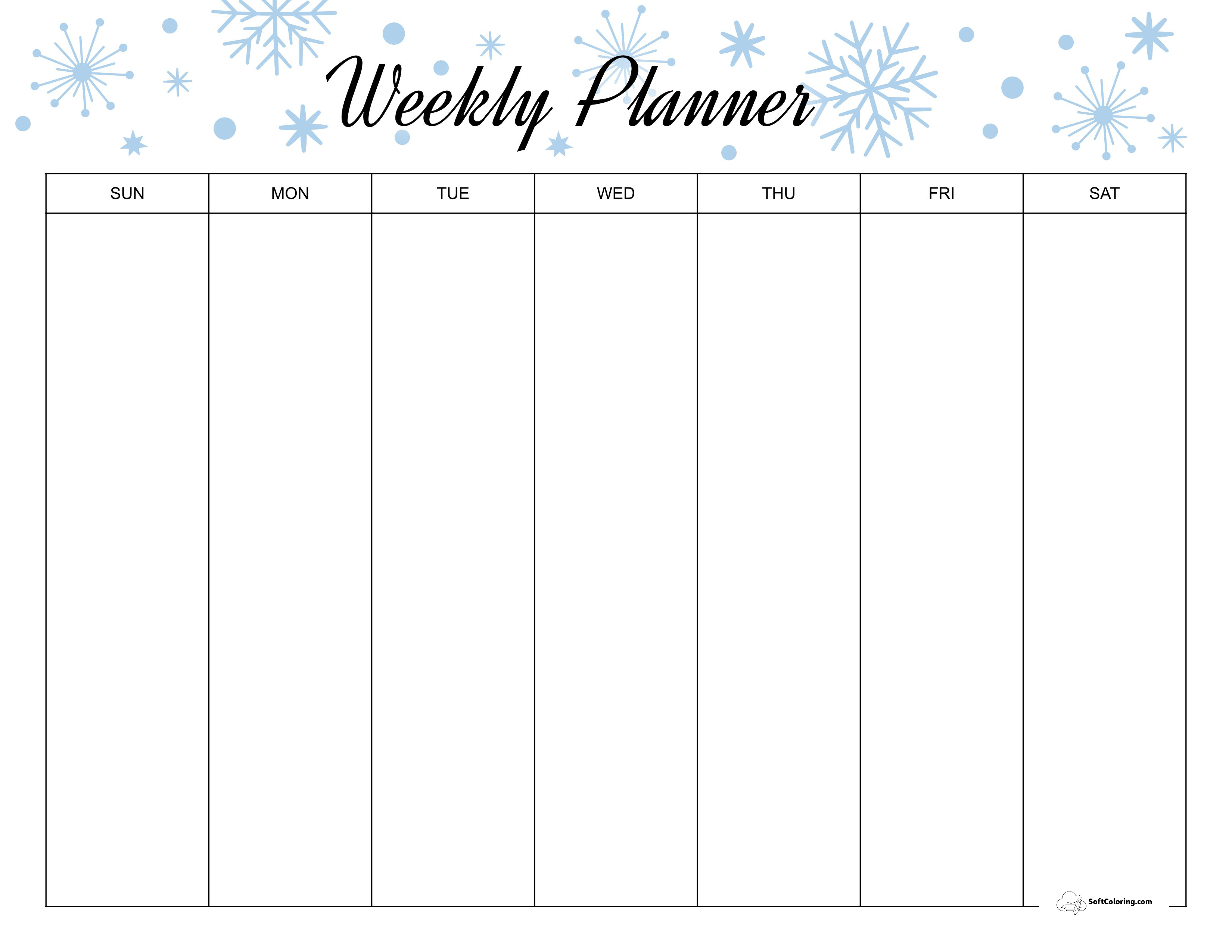 Snowflakes Weekly Schedule Template