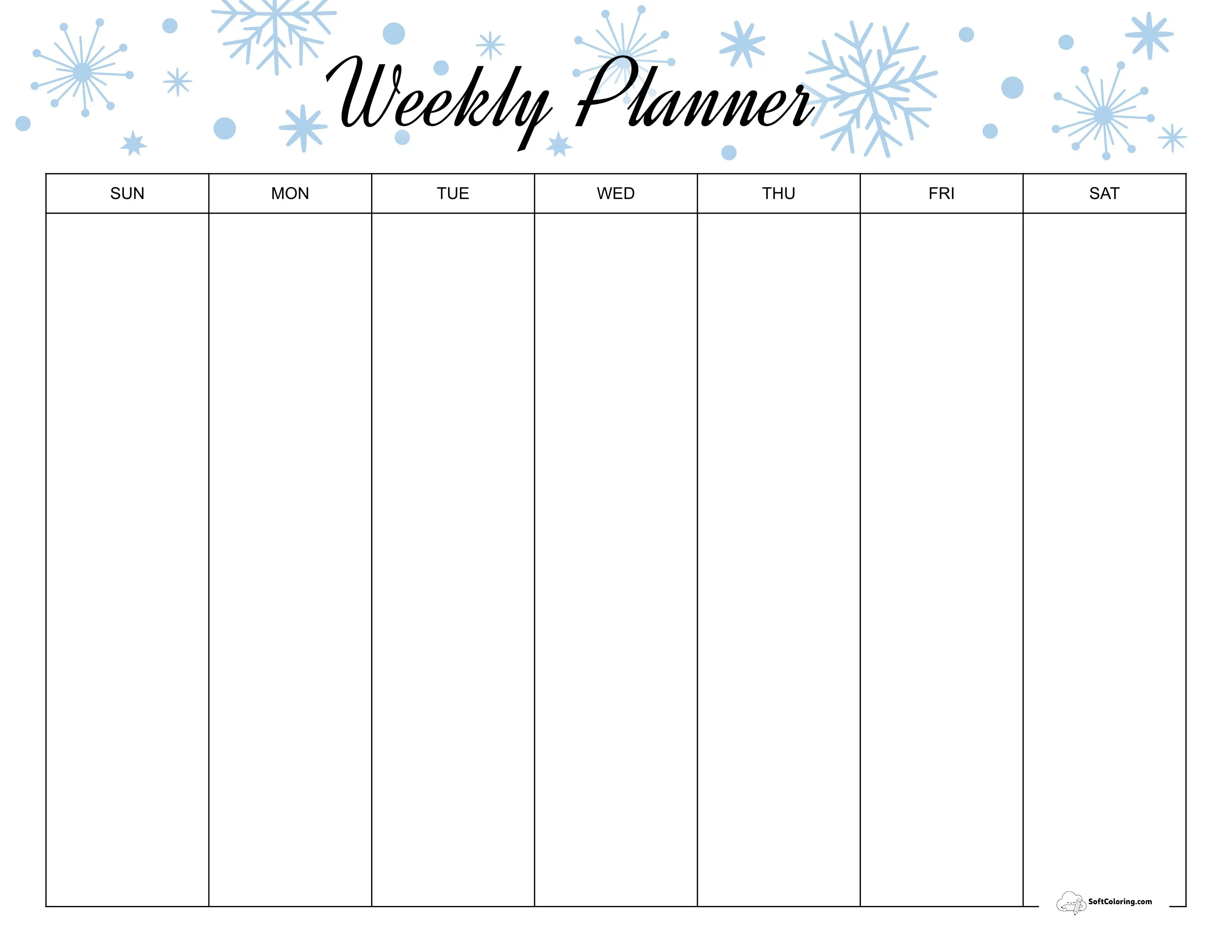 Snowflakes Weekly Schedule Template