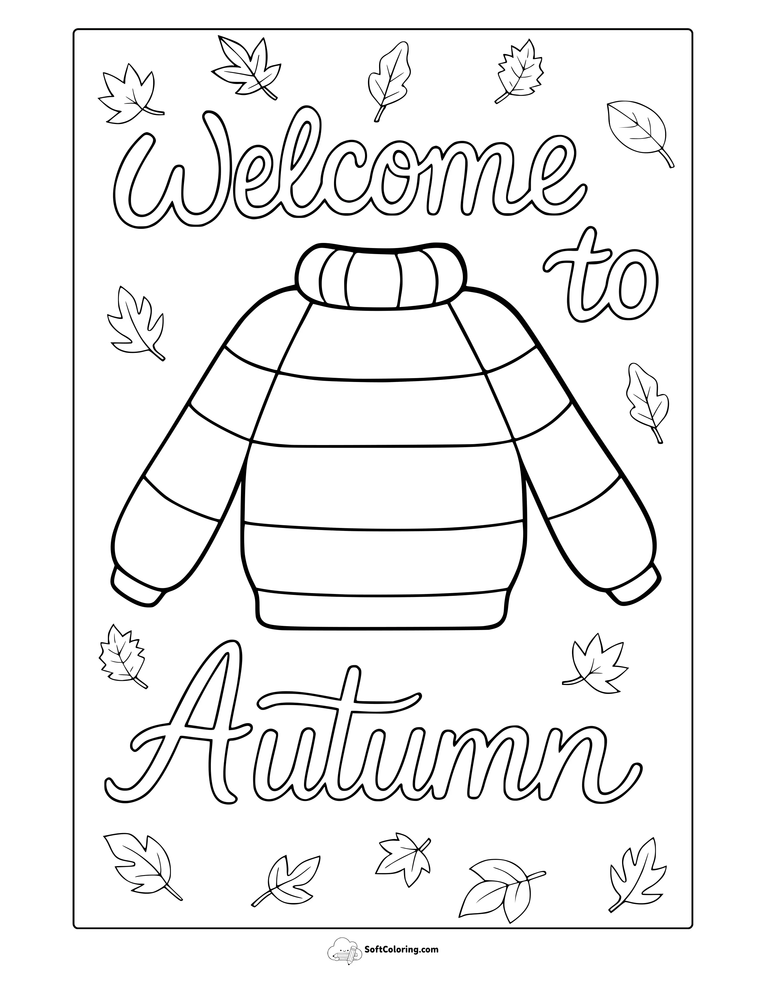Welcome To Autumn Sweater Coloring Page