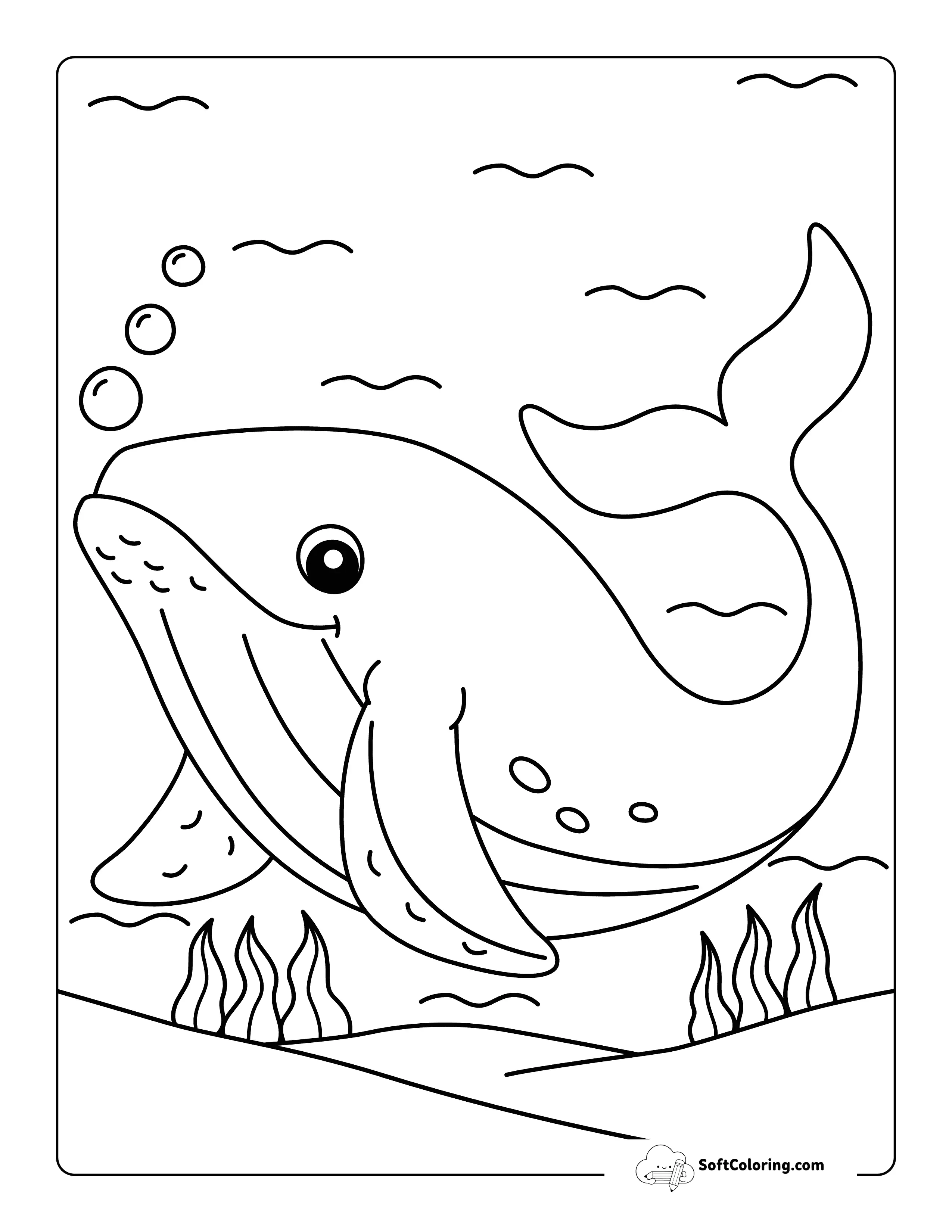 Easy Humpback Whale Under The Sea For Kids To Color