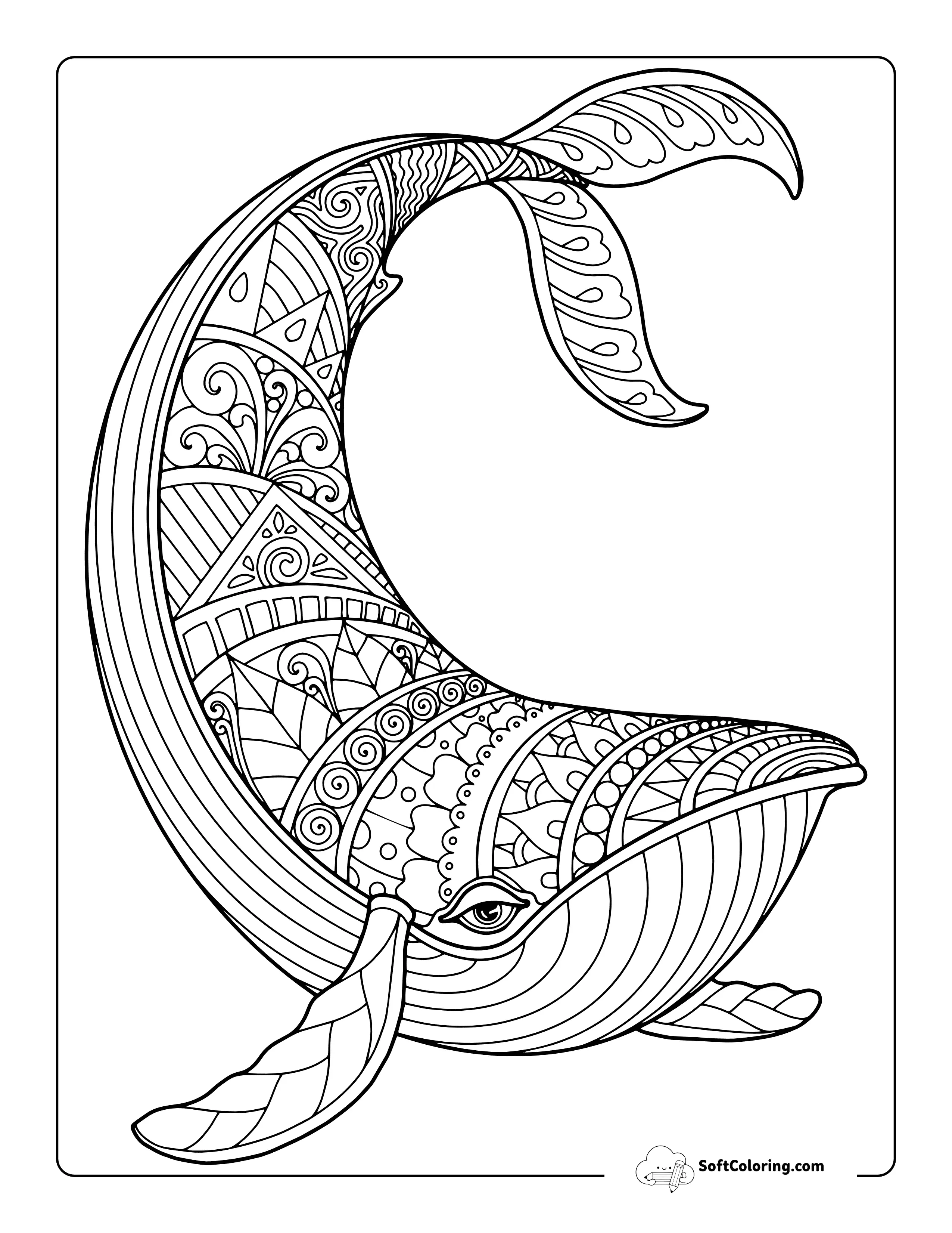Realistic Humpback Whale Zentangle For Adults