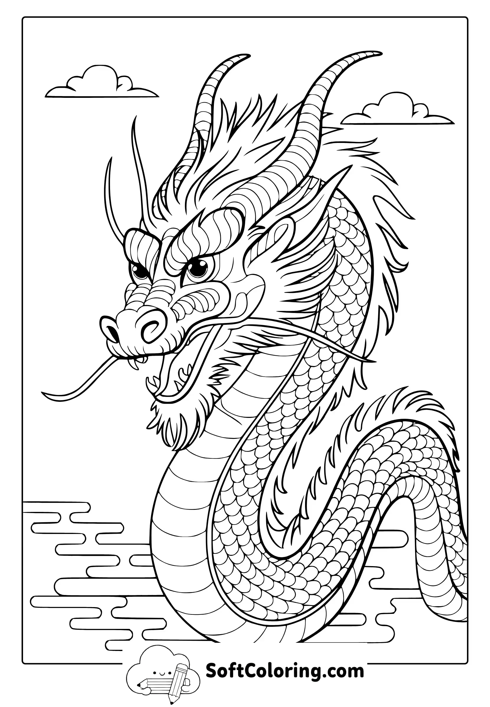 Wild Dragon Coloring Page