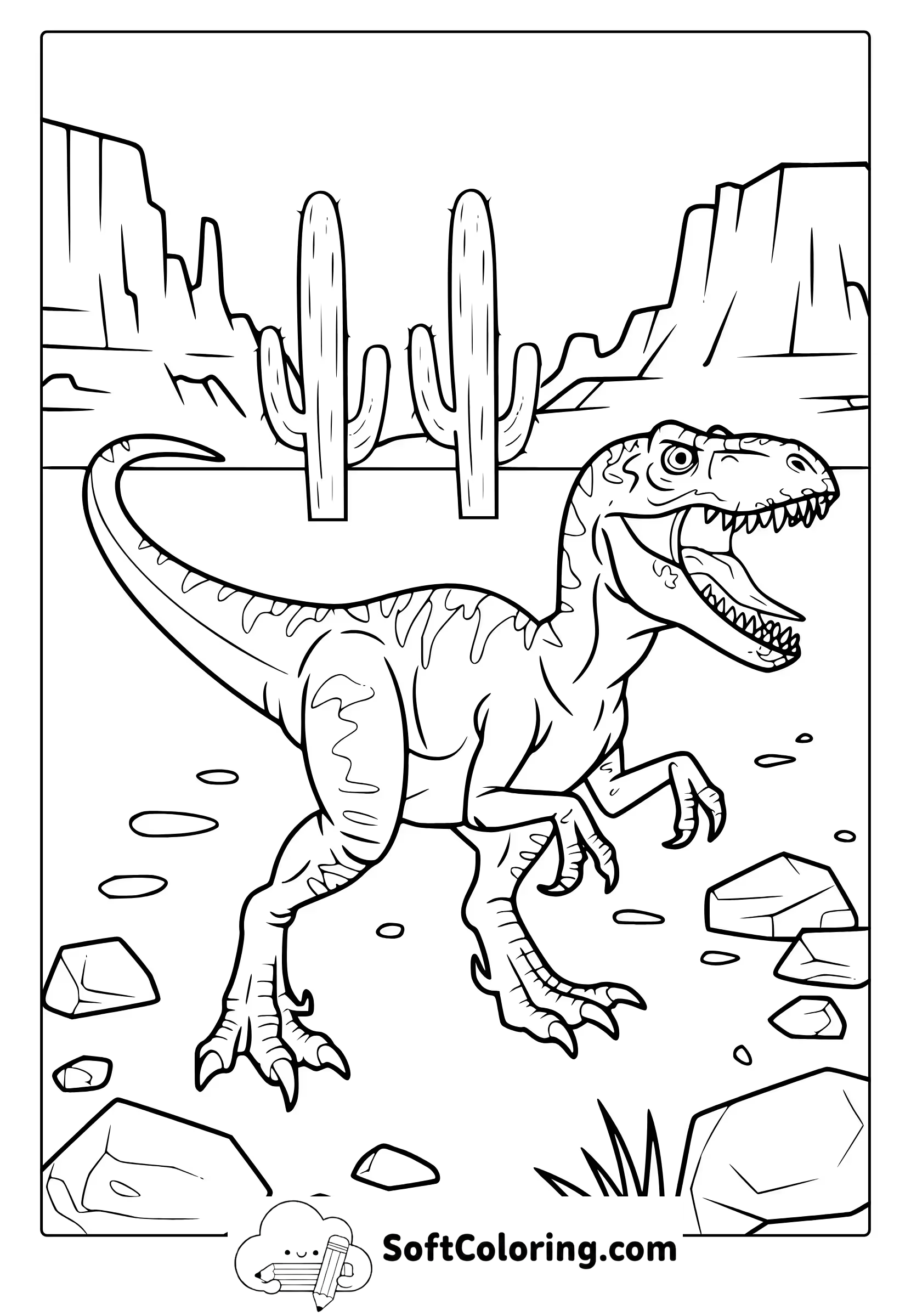 wild realistic dinosaur coloring page