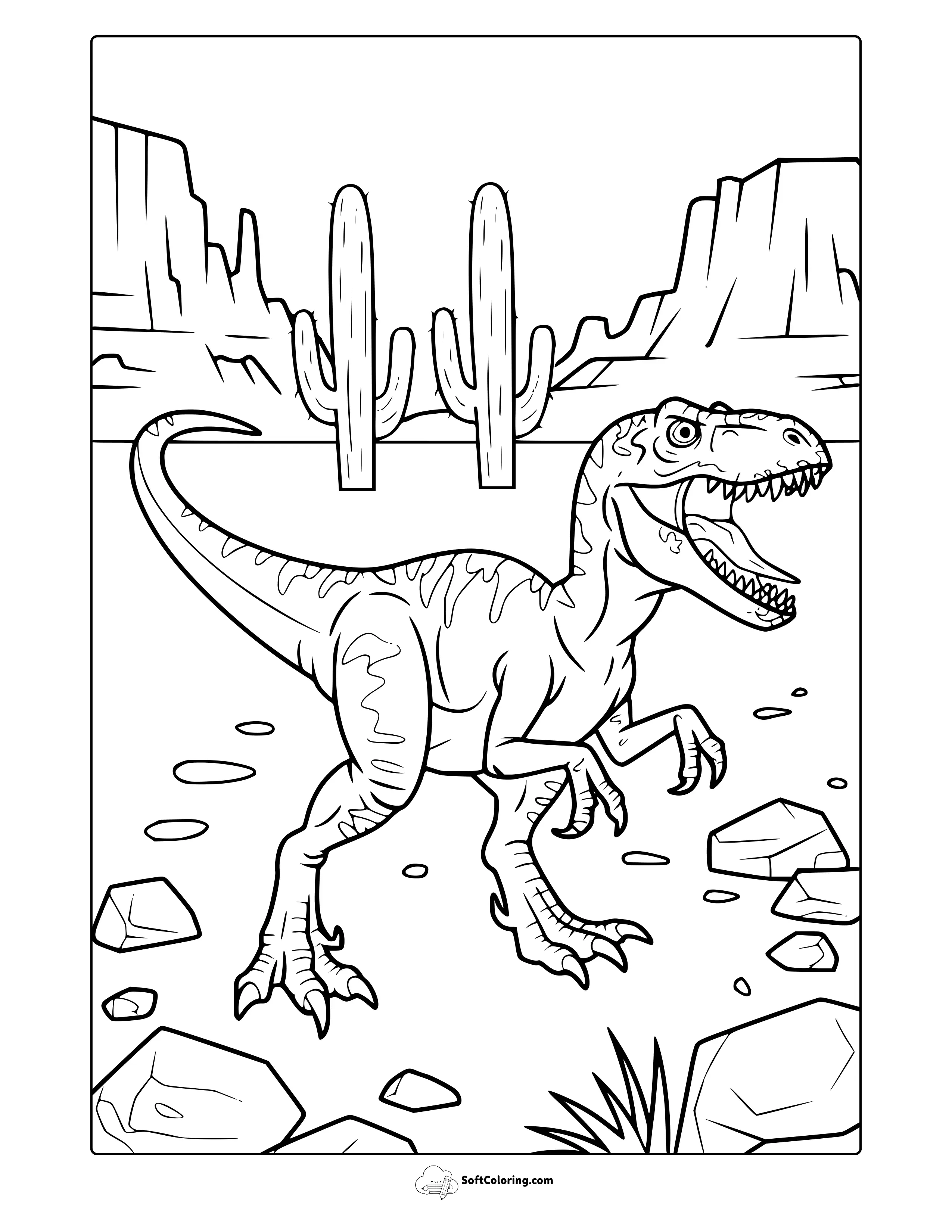 Wild Realistic Dinosaur Coloring Page