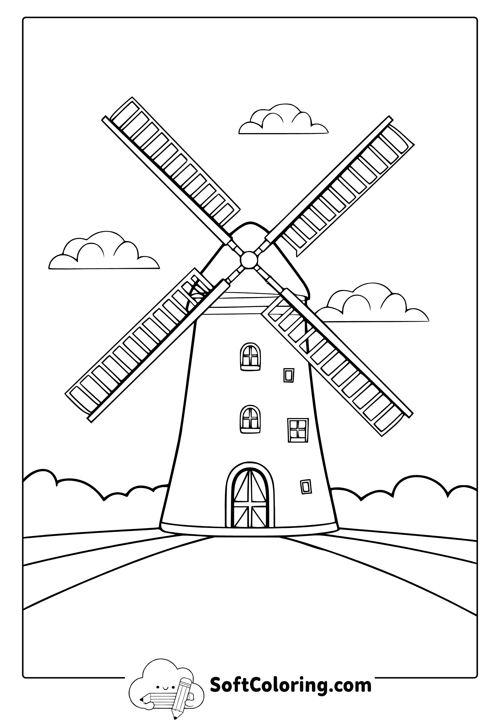 Windmill Coloring Page