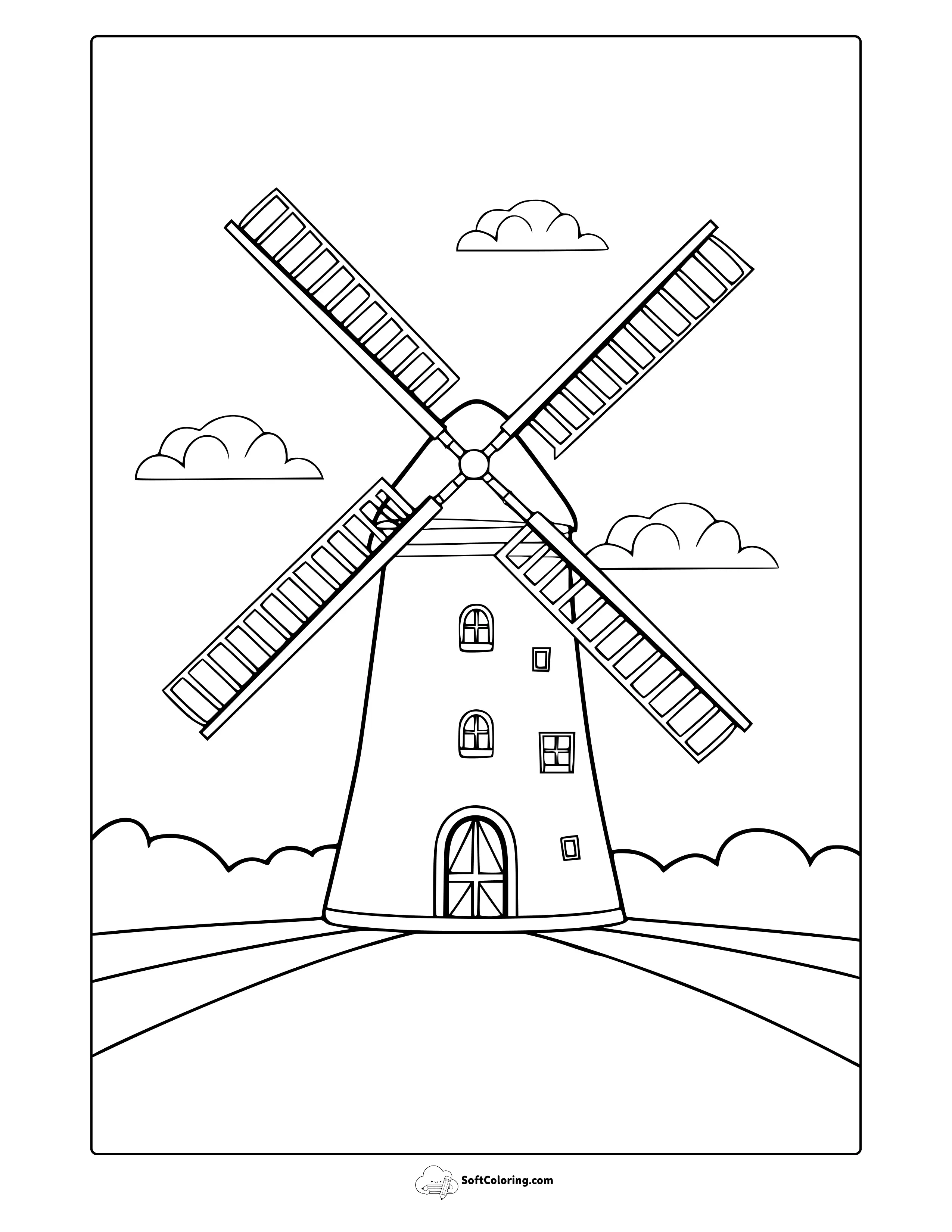 Windmill Coloring Page