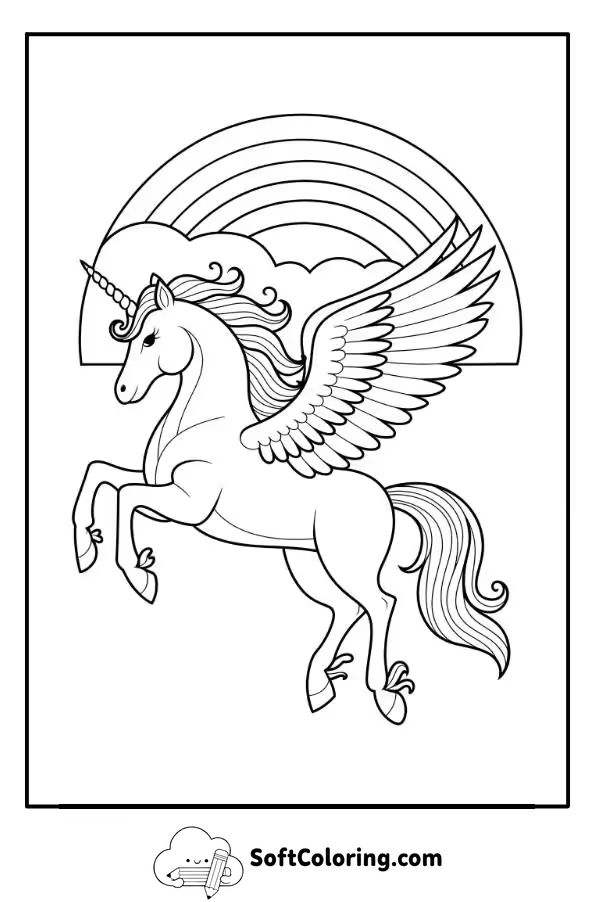 Unicorn with Wings Coloring Page