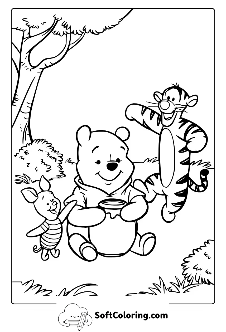 winnie the pooh characters coloring pages