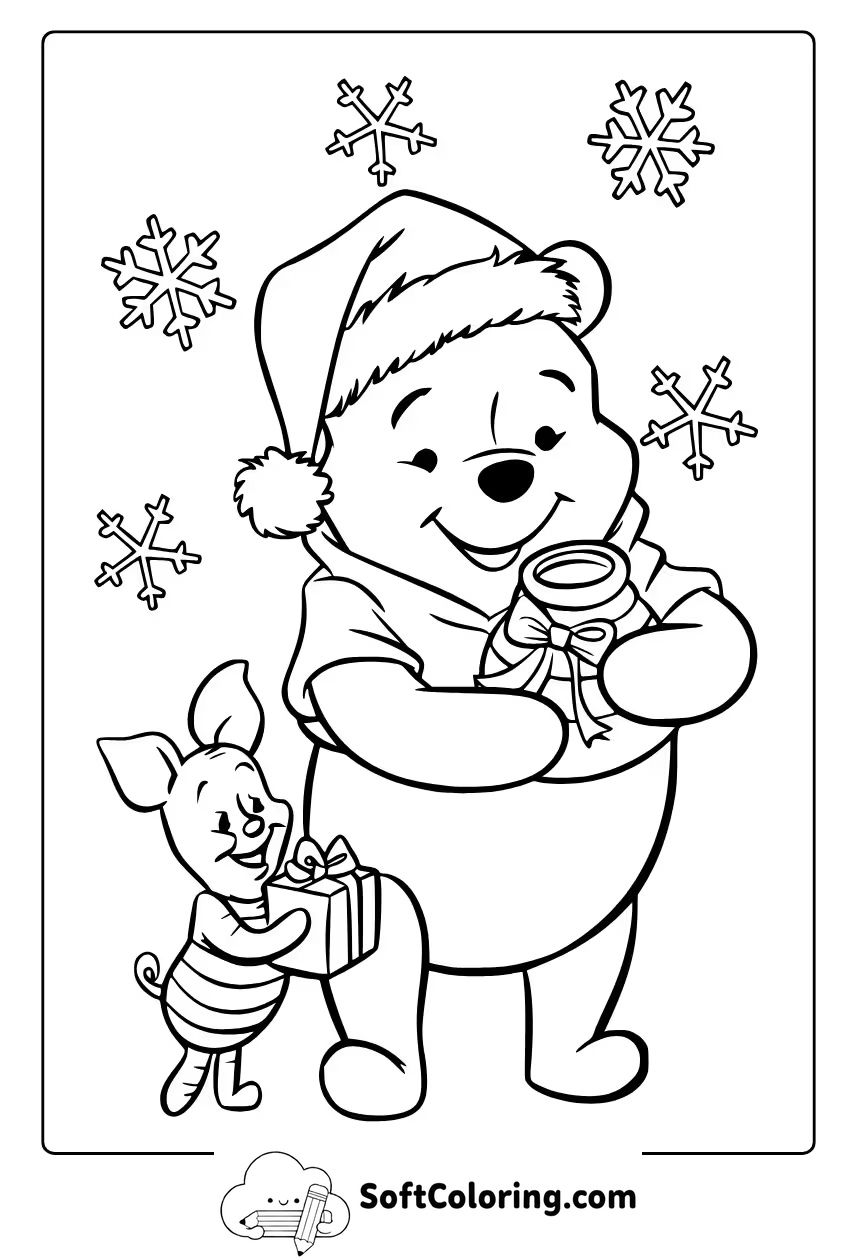 winnie the pooh christmas coloring pages