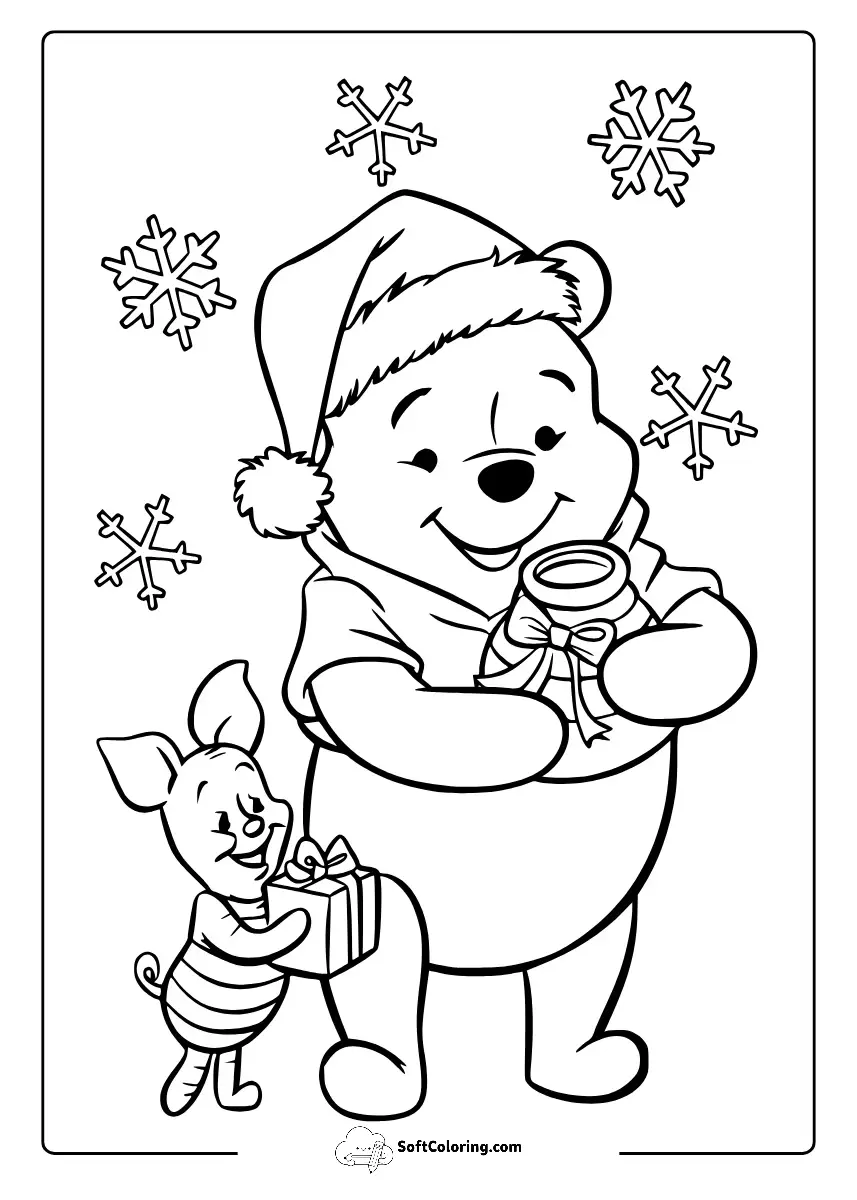 Winnie The Pooh Christmas Coloring Pages