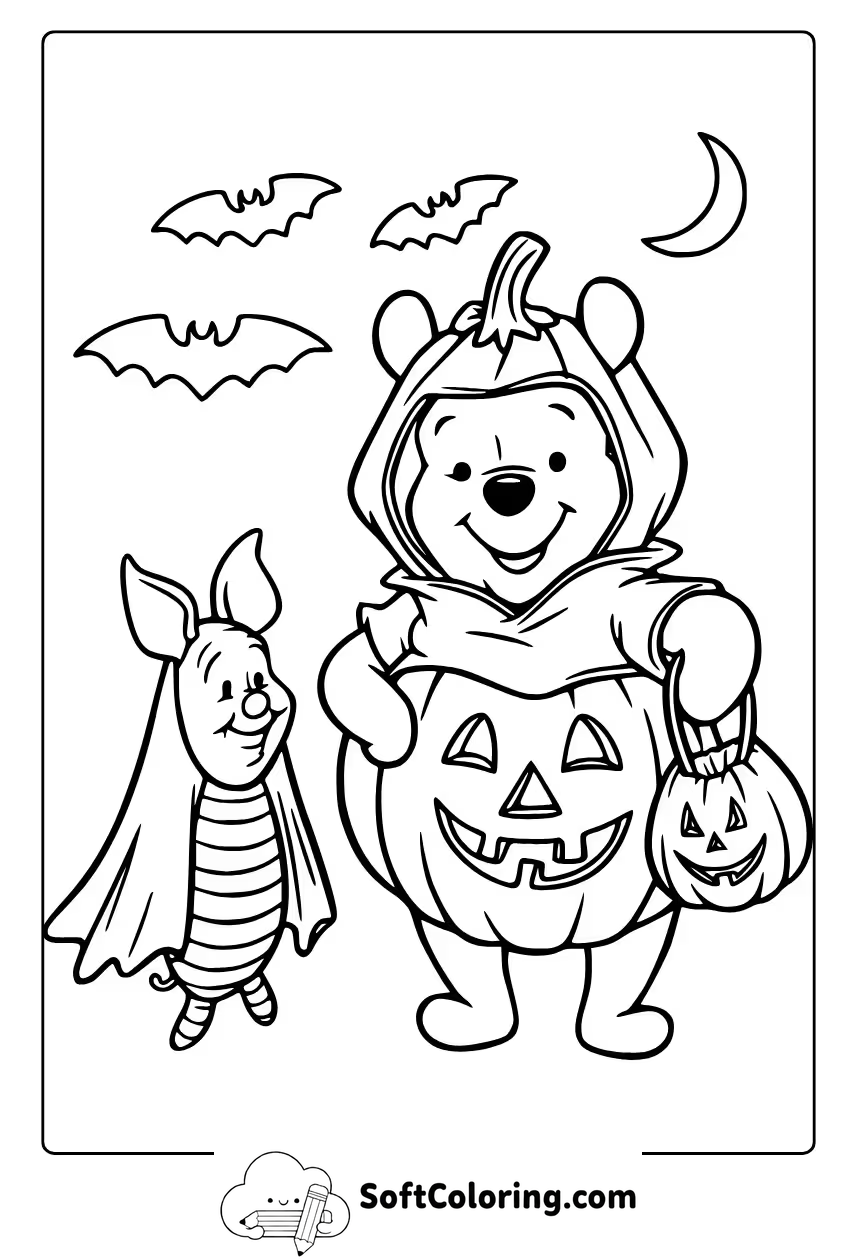 winnie the pooh halloween coloring pages