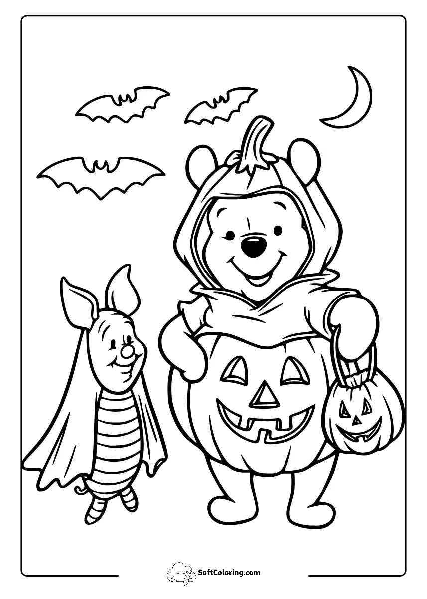 Winnie The Pooh Halloween Coloring Pages