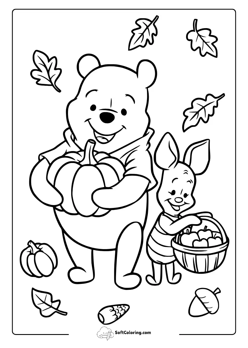 Winnie The Pooh Thanksgiving Coloring Pages