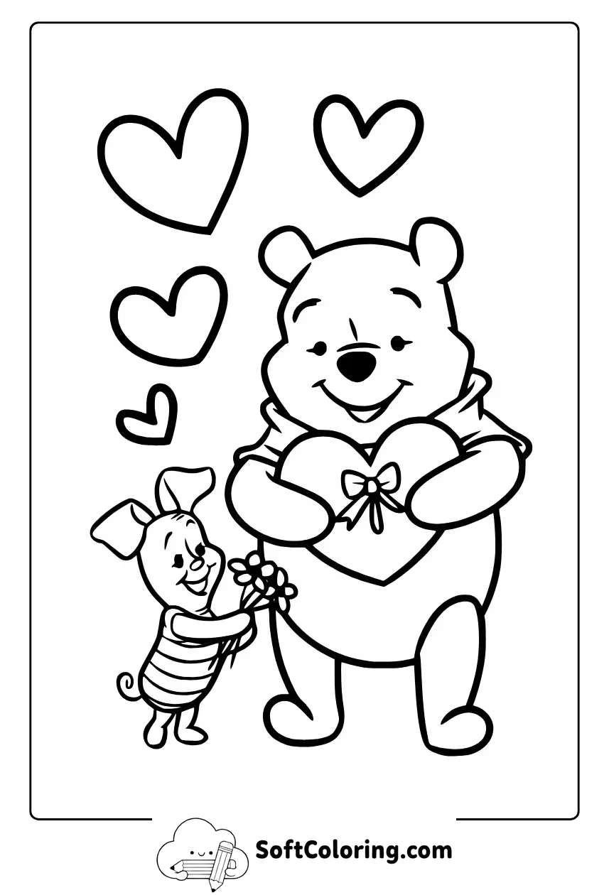 winnie the pooh valentines day coloring pages
