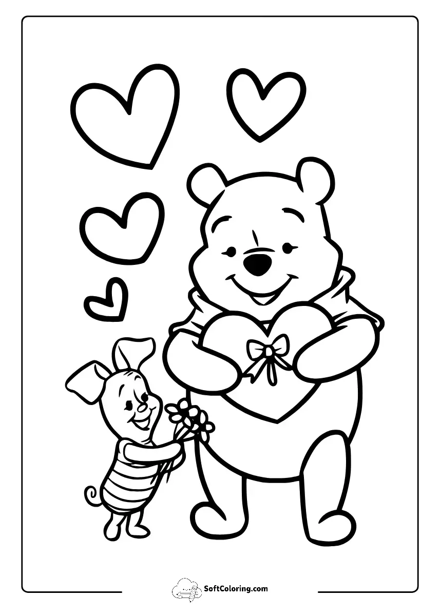 Winnie The Pooh Valentines Day Coloring Pages