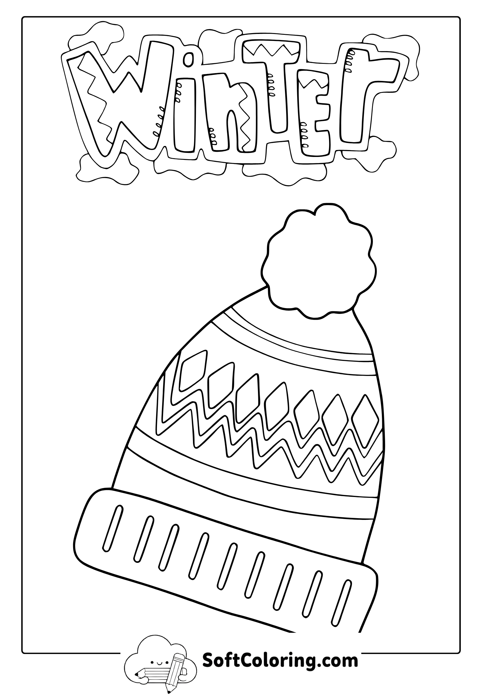 winter beanie coloring page