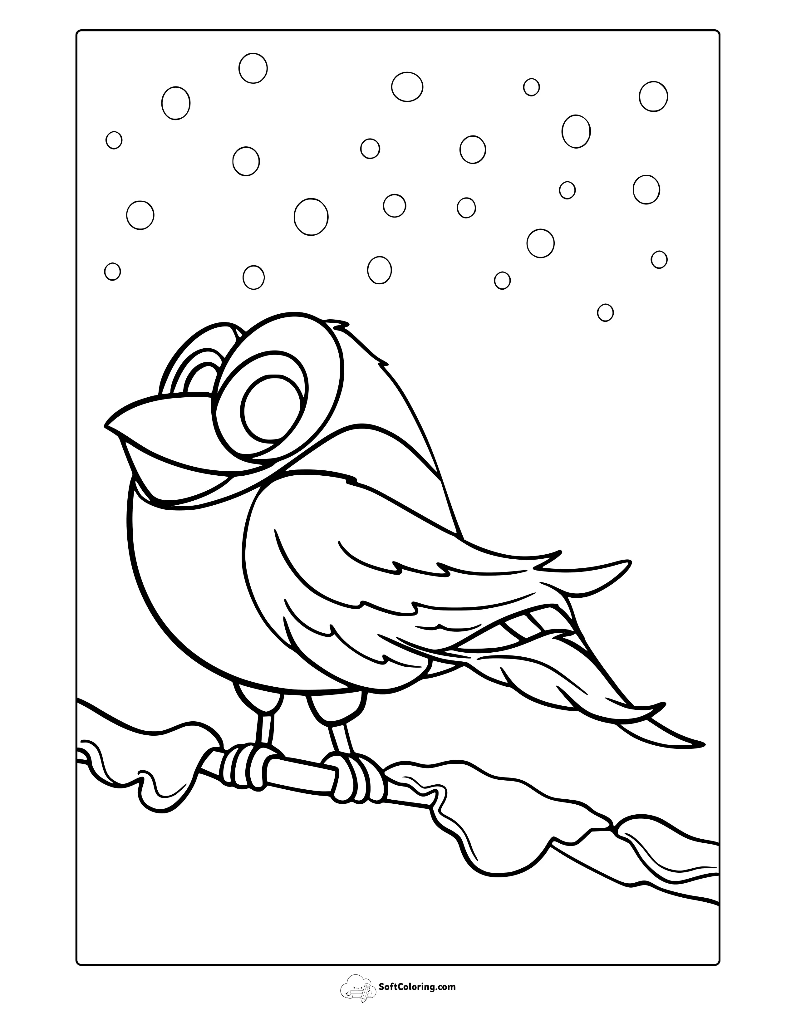 Winter Bird Coloring Page