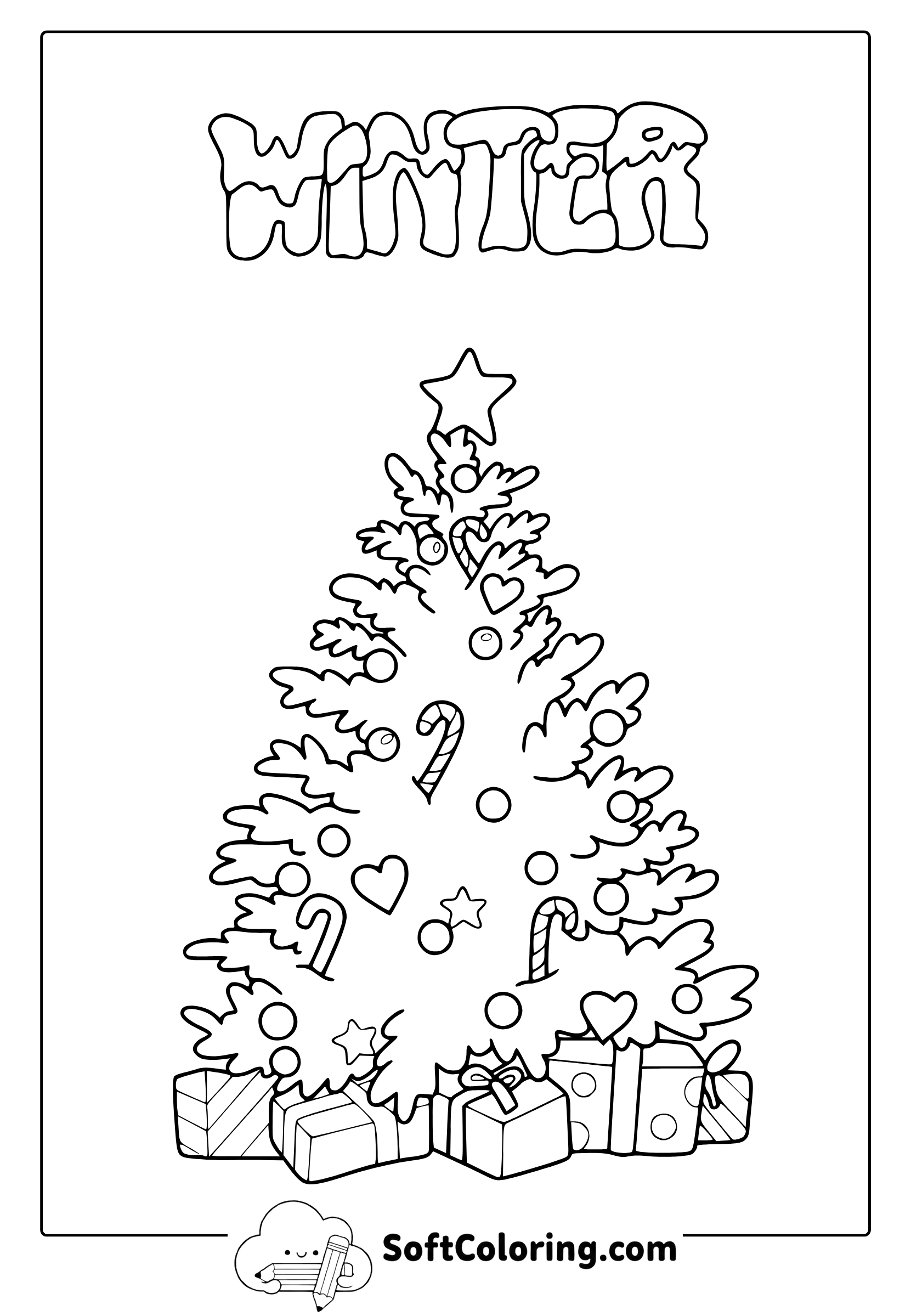 winter christmas tree coloring page