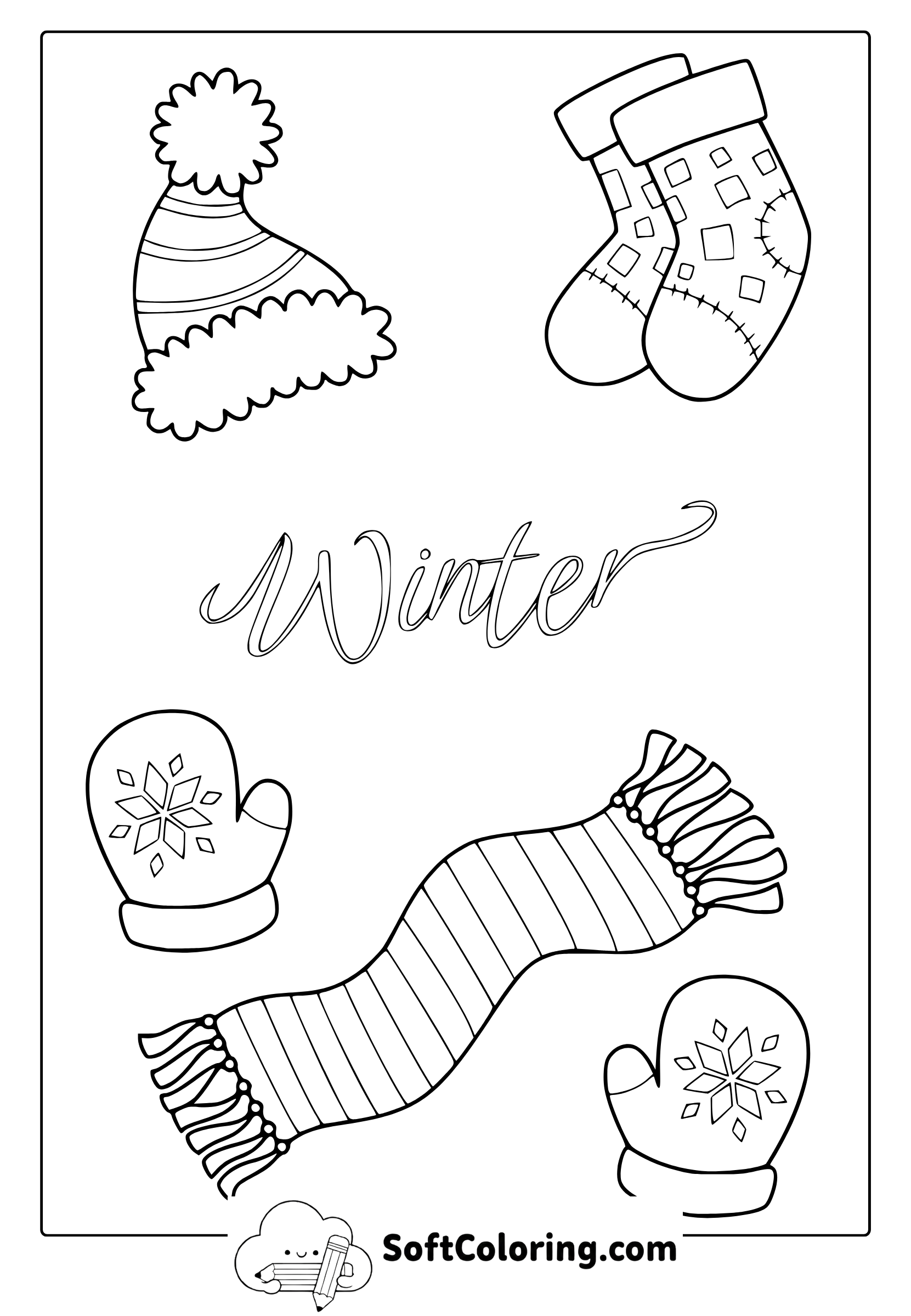 winter clothes coloring page