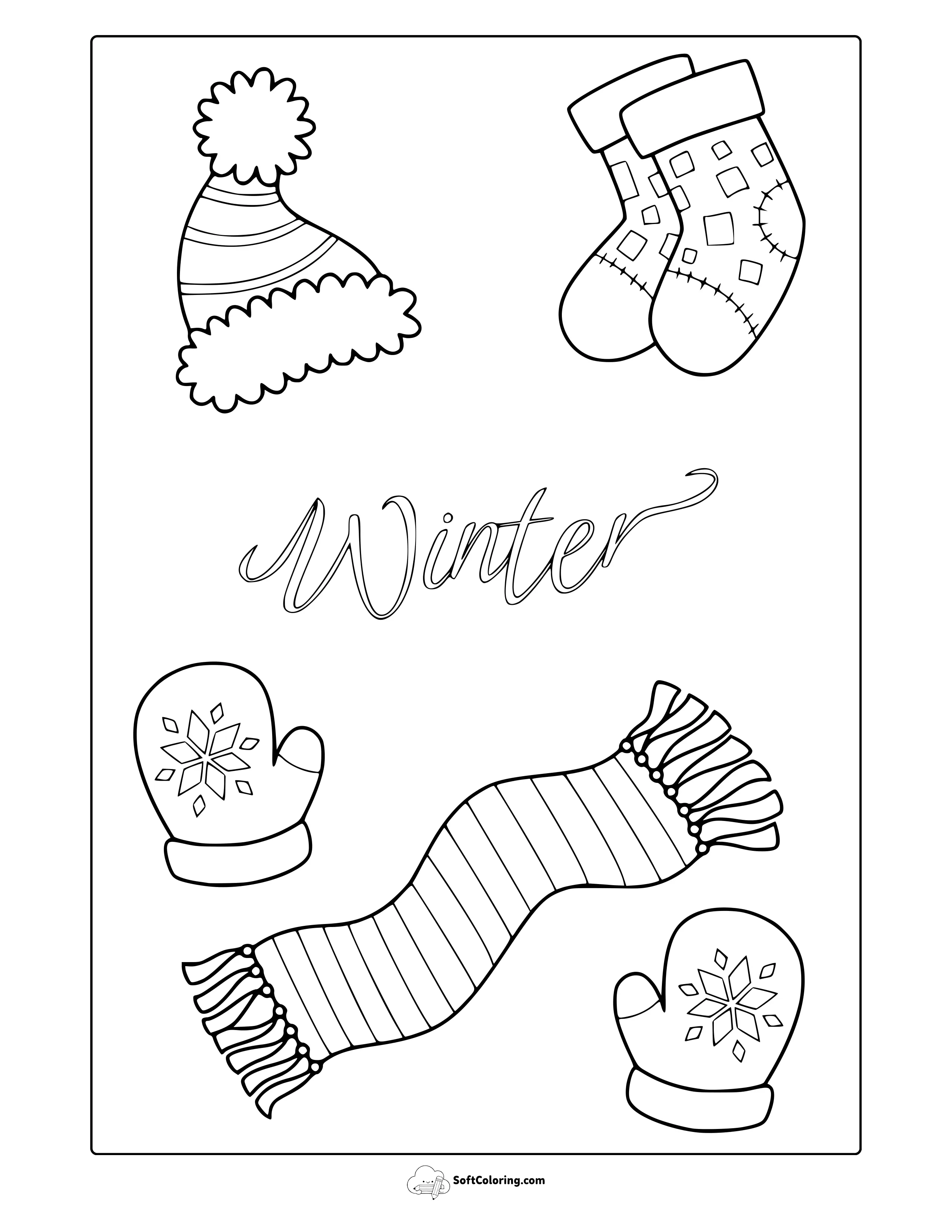 Winter Clothes Coloring Page