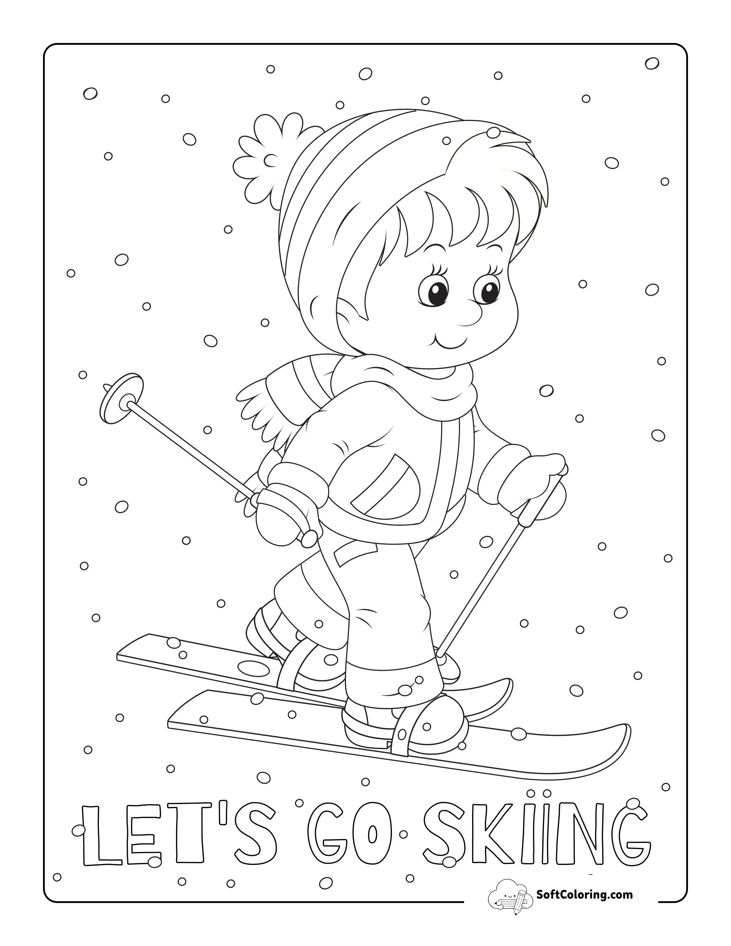 Boy Skiing Winter Sports Coloring Page
