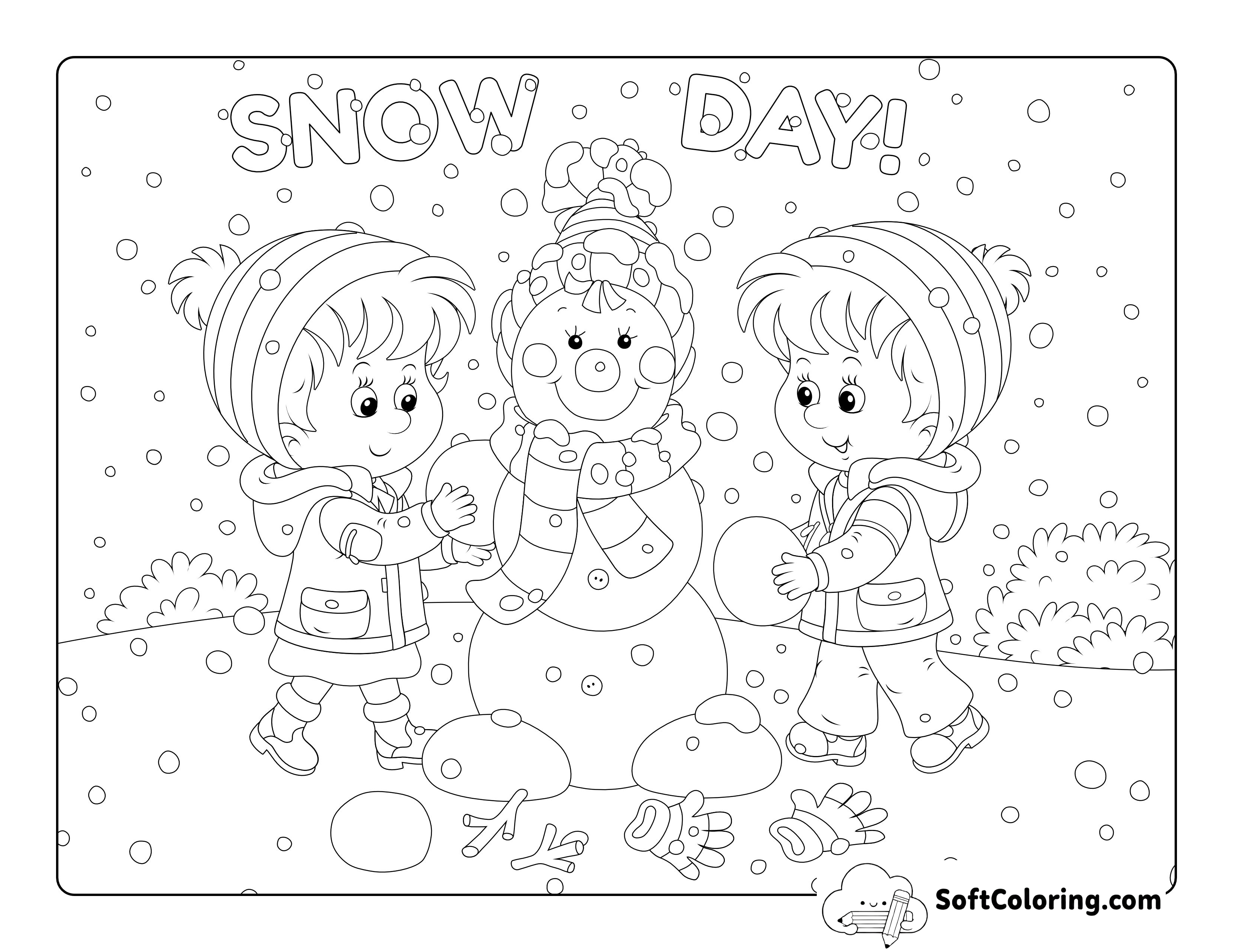 Winter Snowman Coloring Page