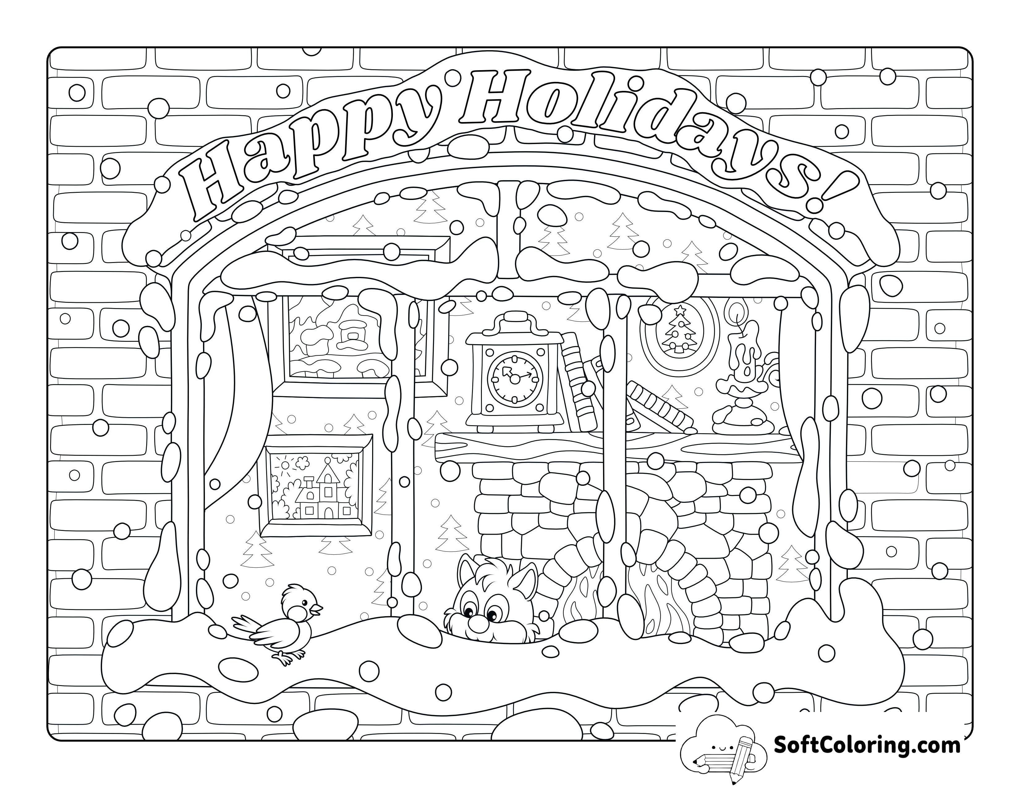 Cozy Winter Picture to Color