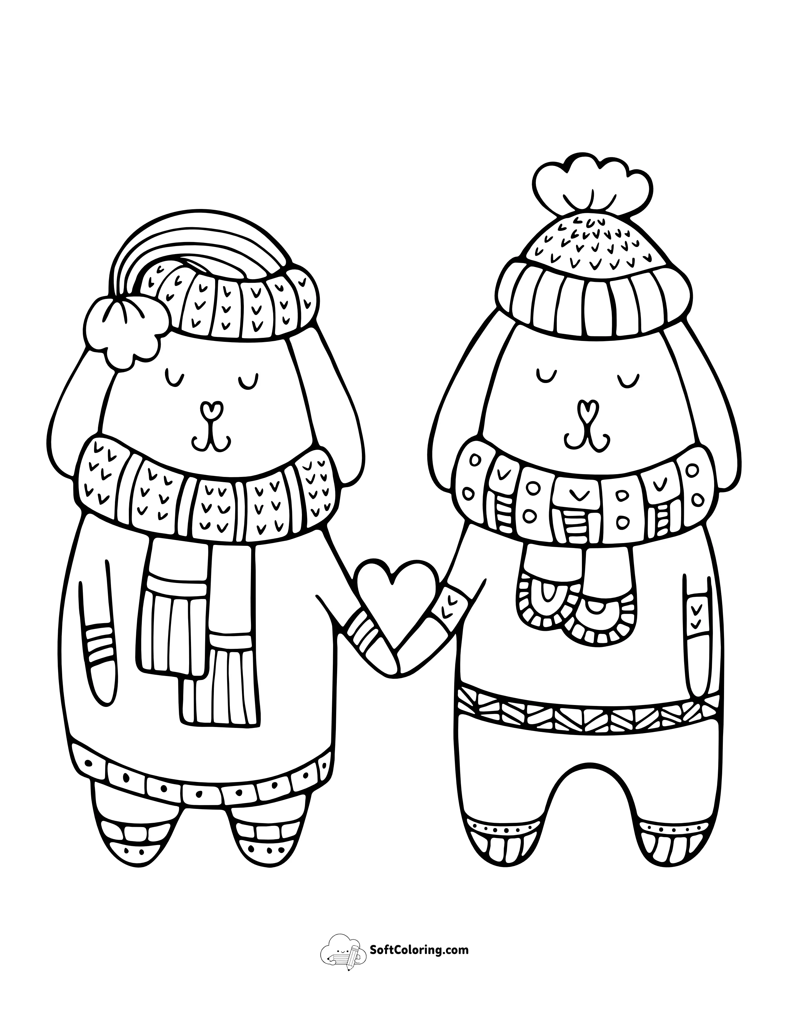 Cute Love Puppies Picture To Color