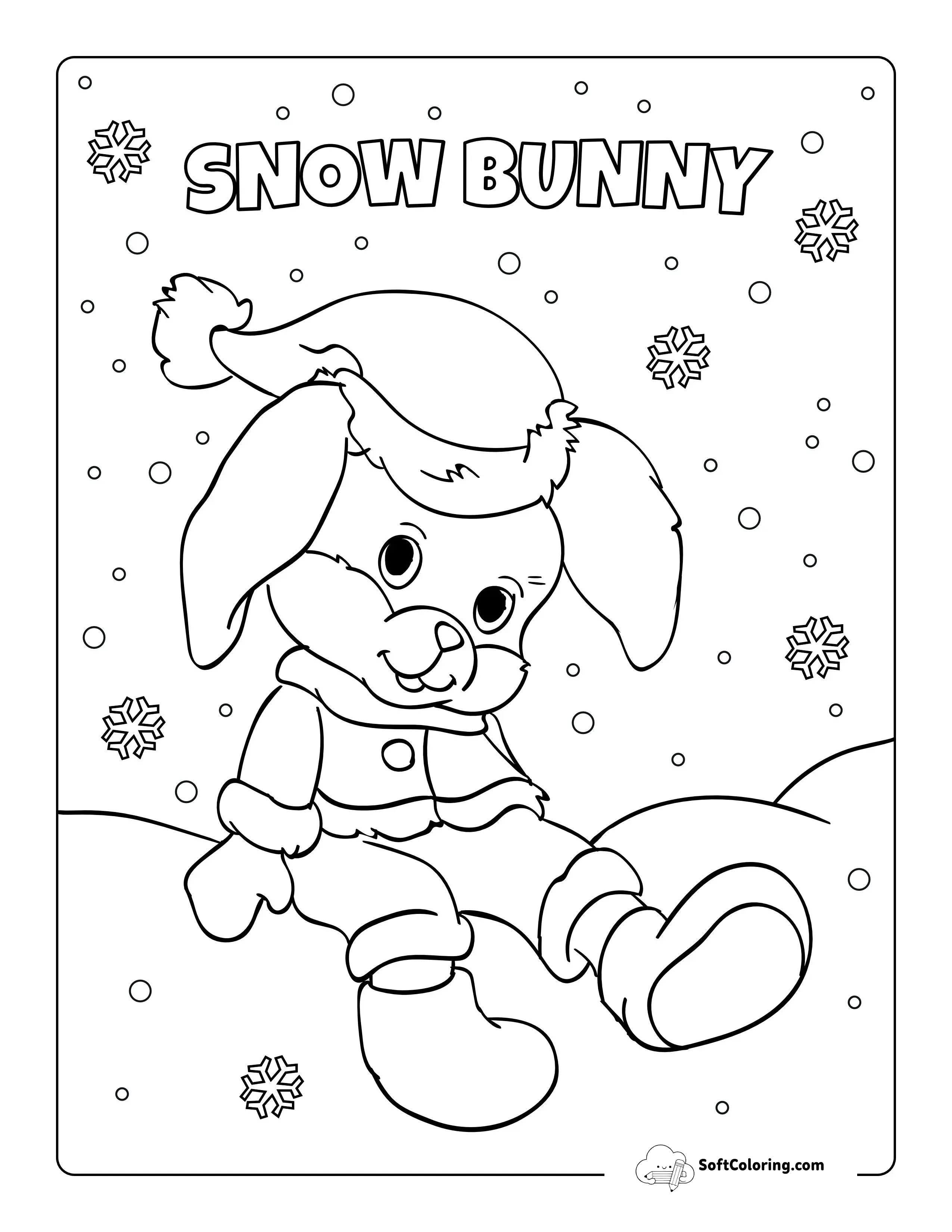 Cute Winter Rabbit To Color