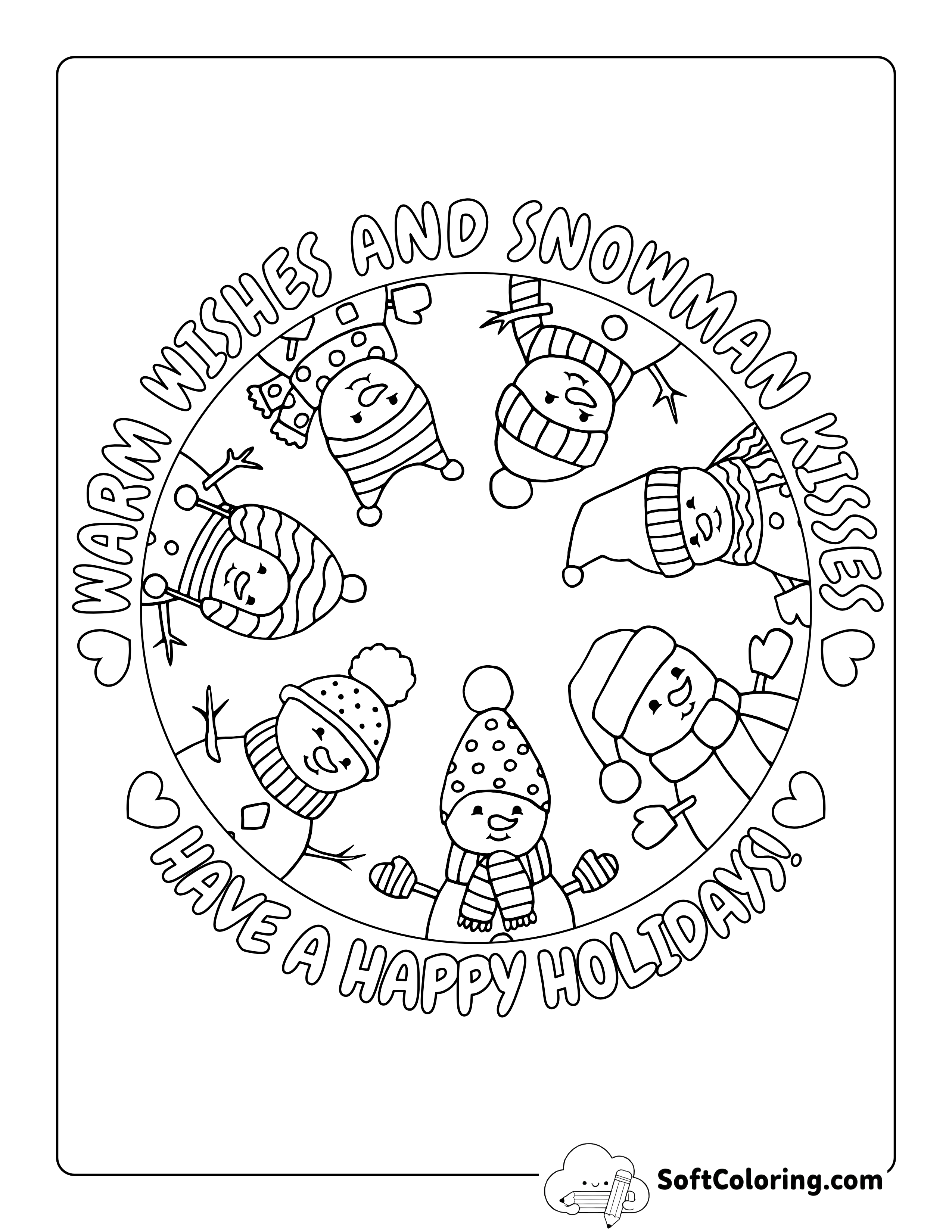 Winter Snowmen Coloring Sheet