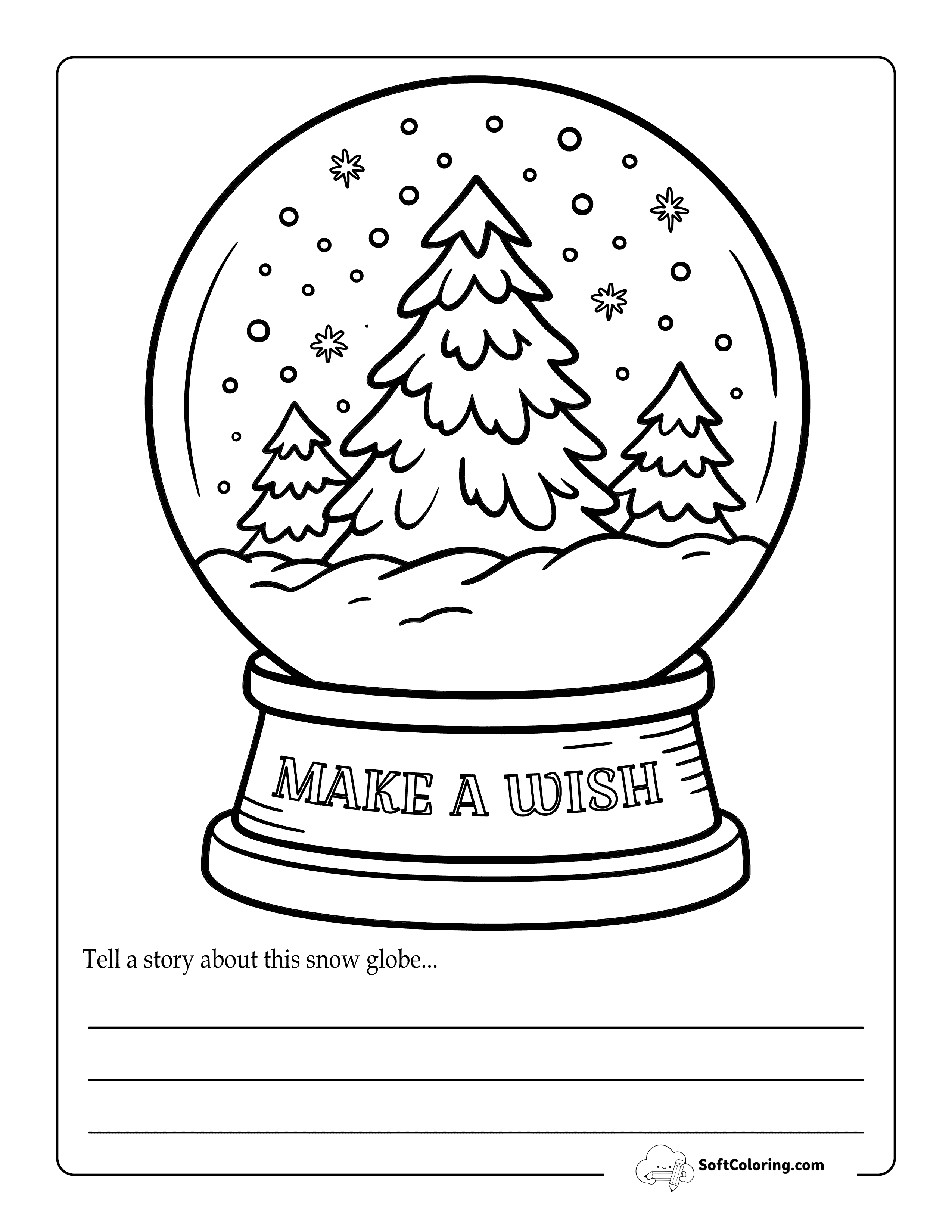 New! "Make A Wish" Easy Snowglobe Printable Writing Worksheet