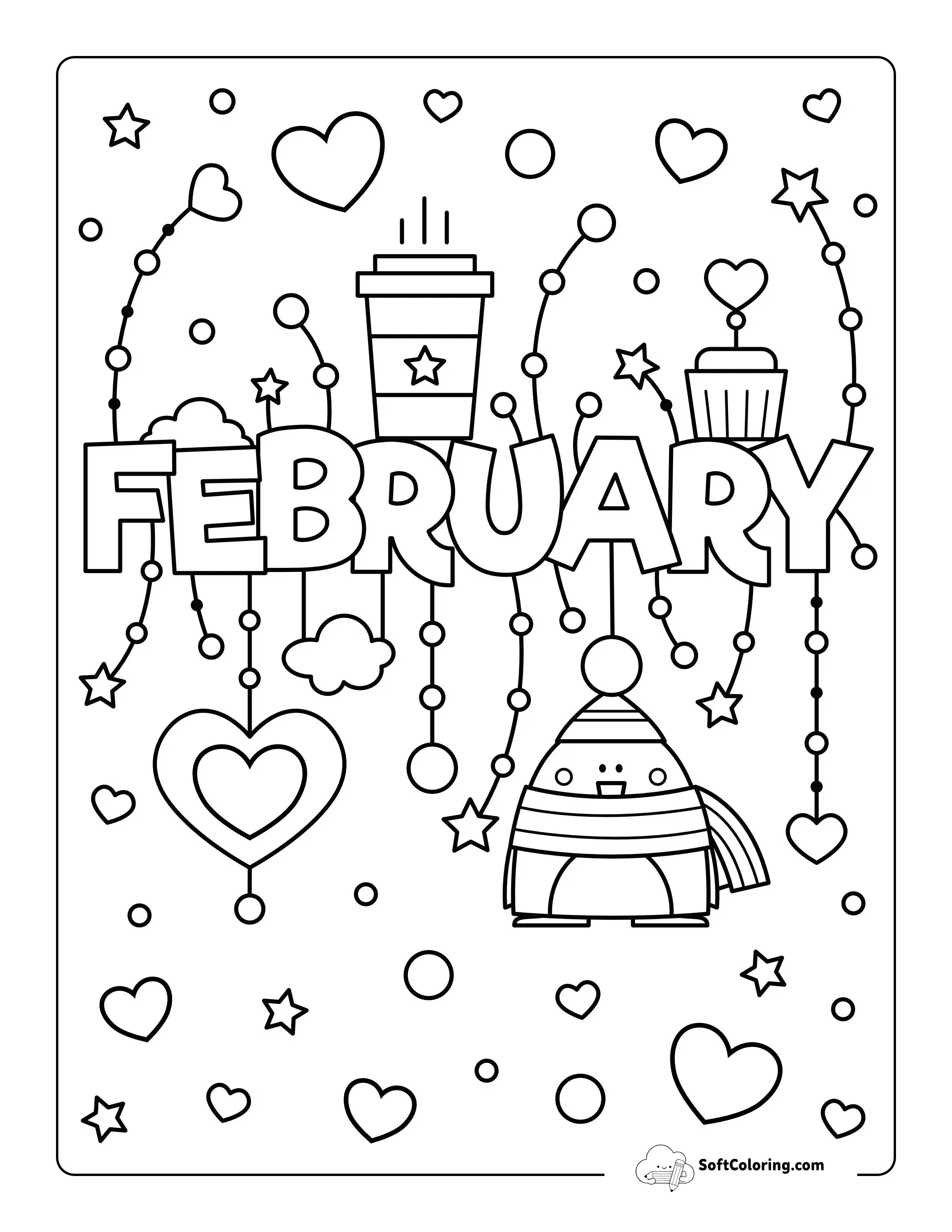 February Winter Coloring Page