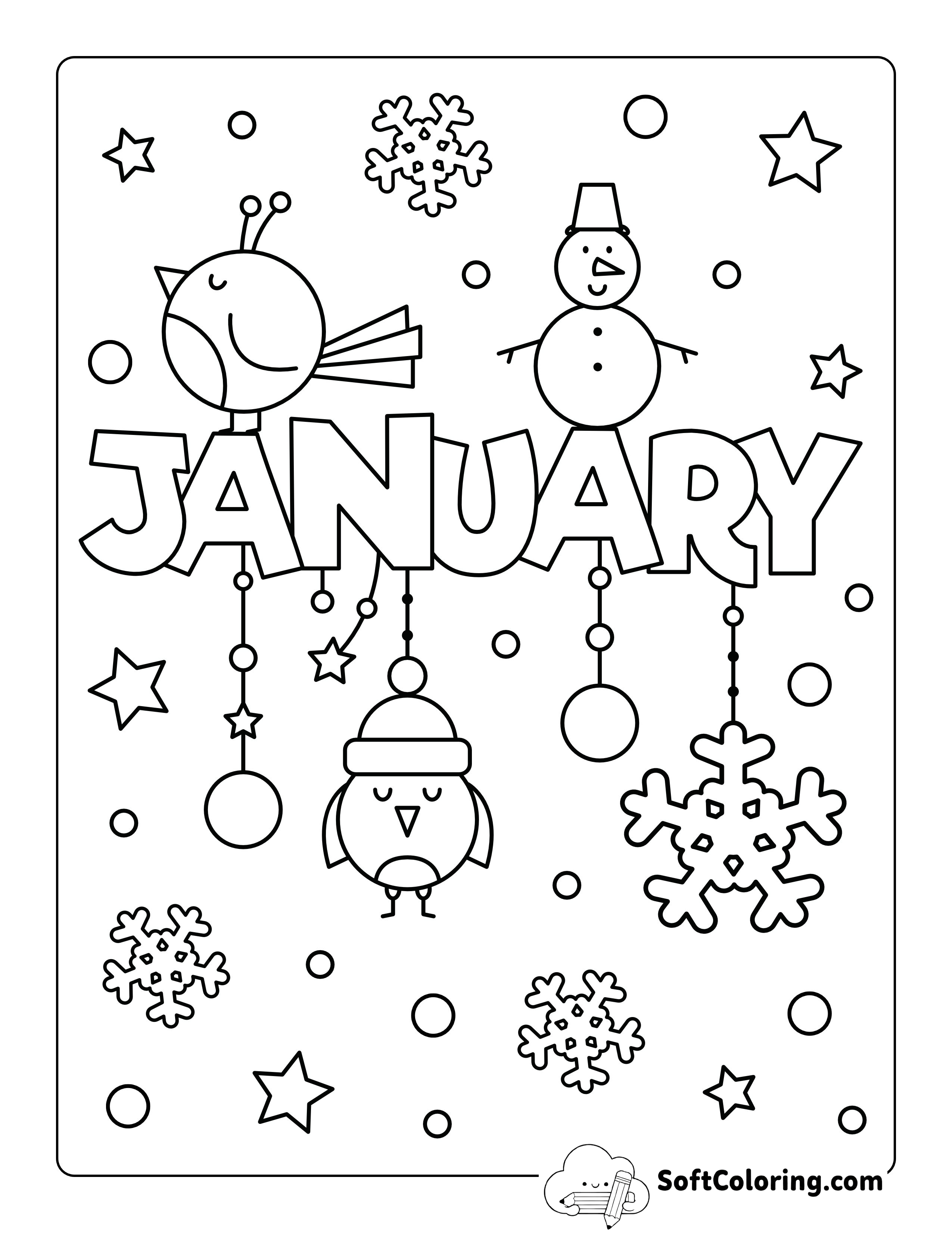 January Winter Coloring Sheet