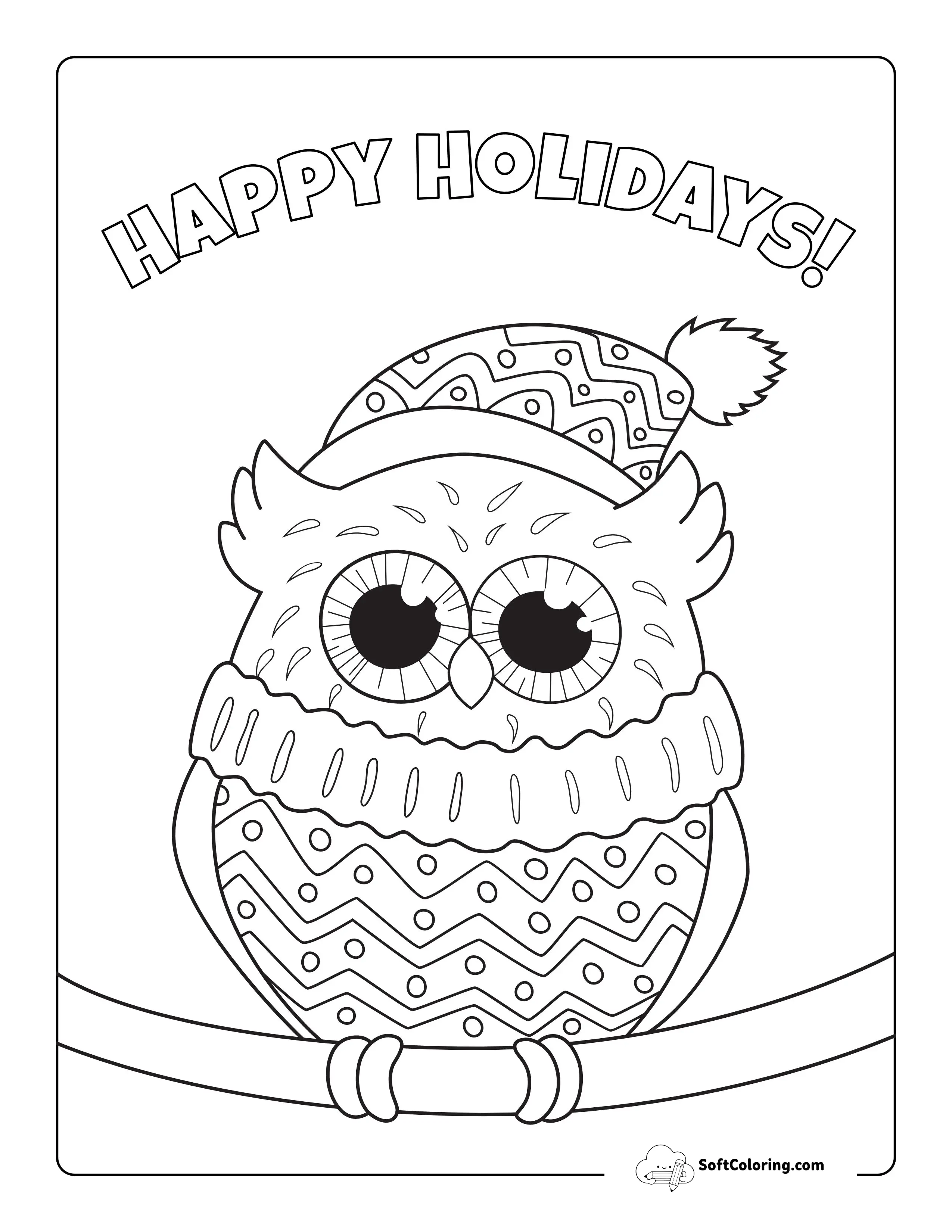 "Happy Holidays" Christmas Owl Picture