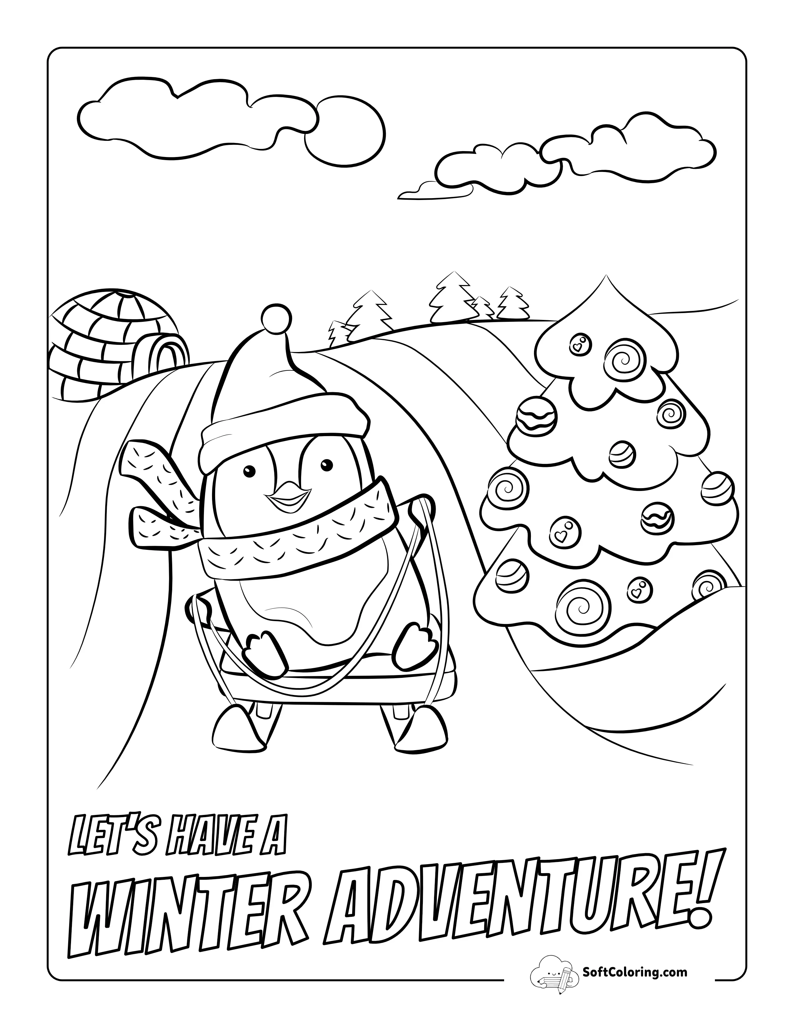 "Let's Have A Winter Adventure" Coloring Sheet