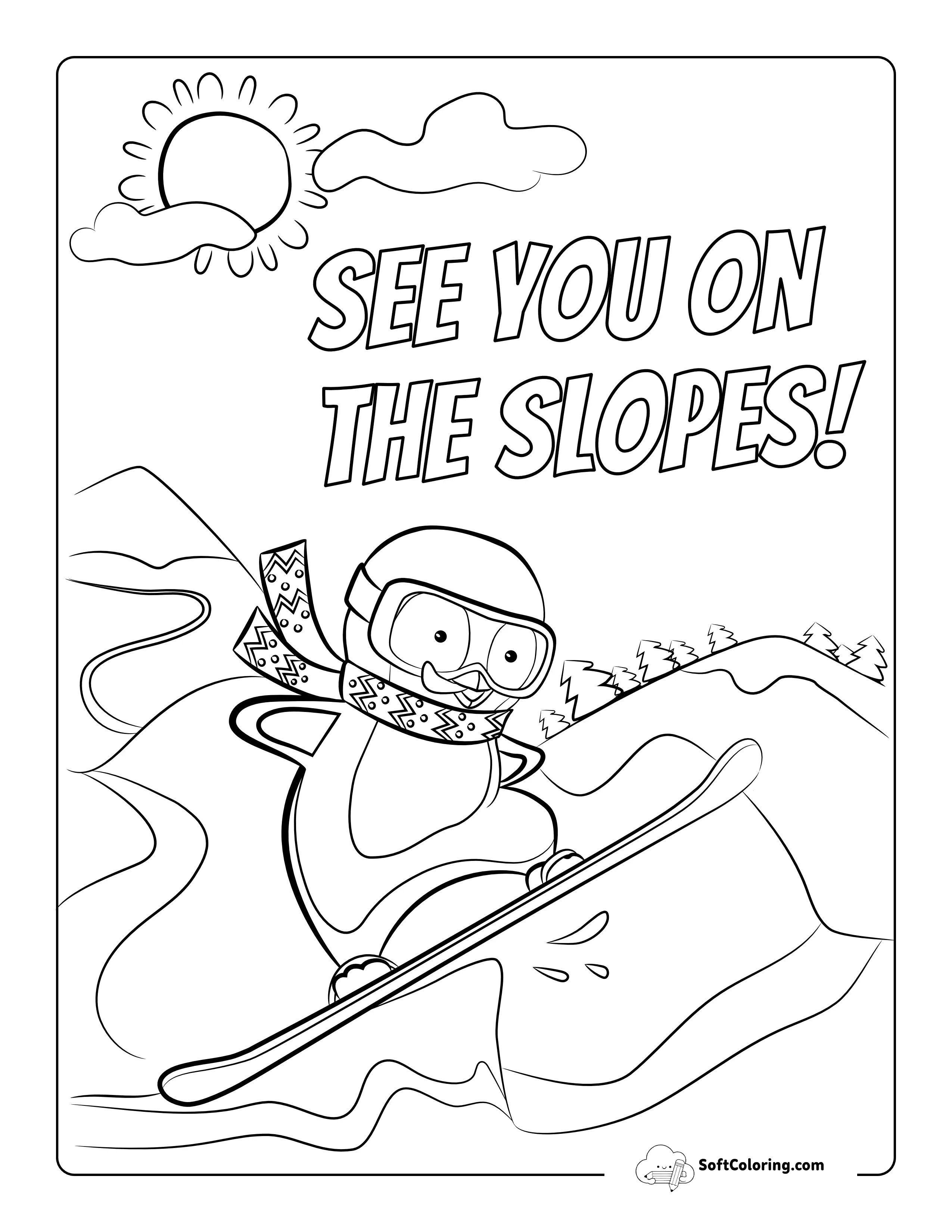 Cool Snowboarding Coloring Page For Boys