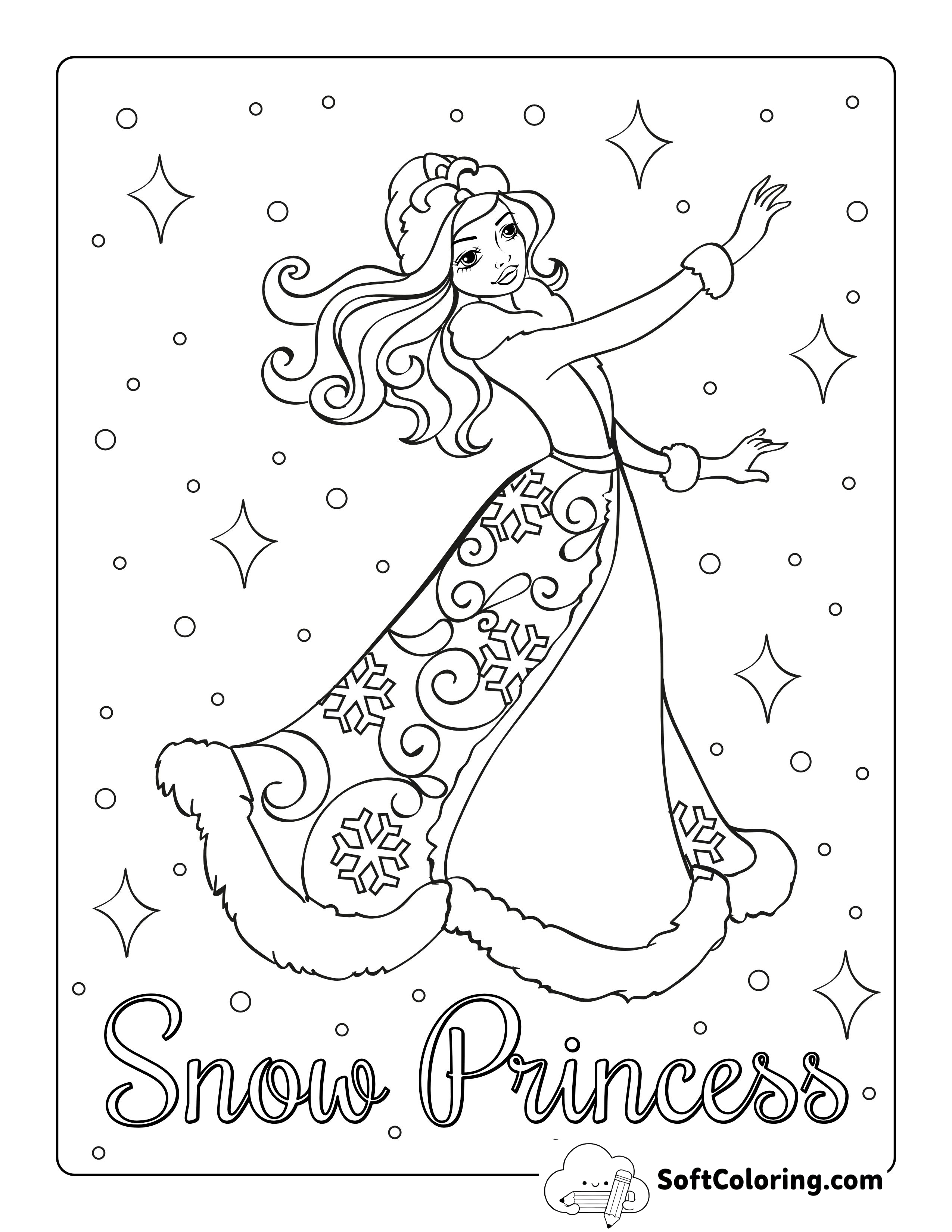 Snow Queen Winter Coloring Page