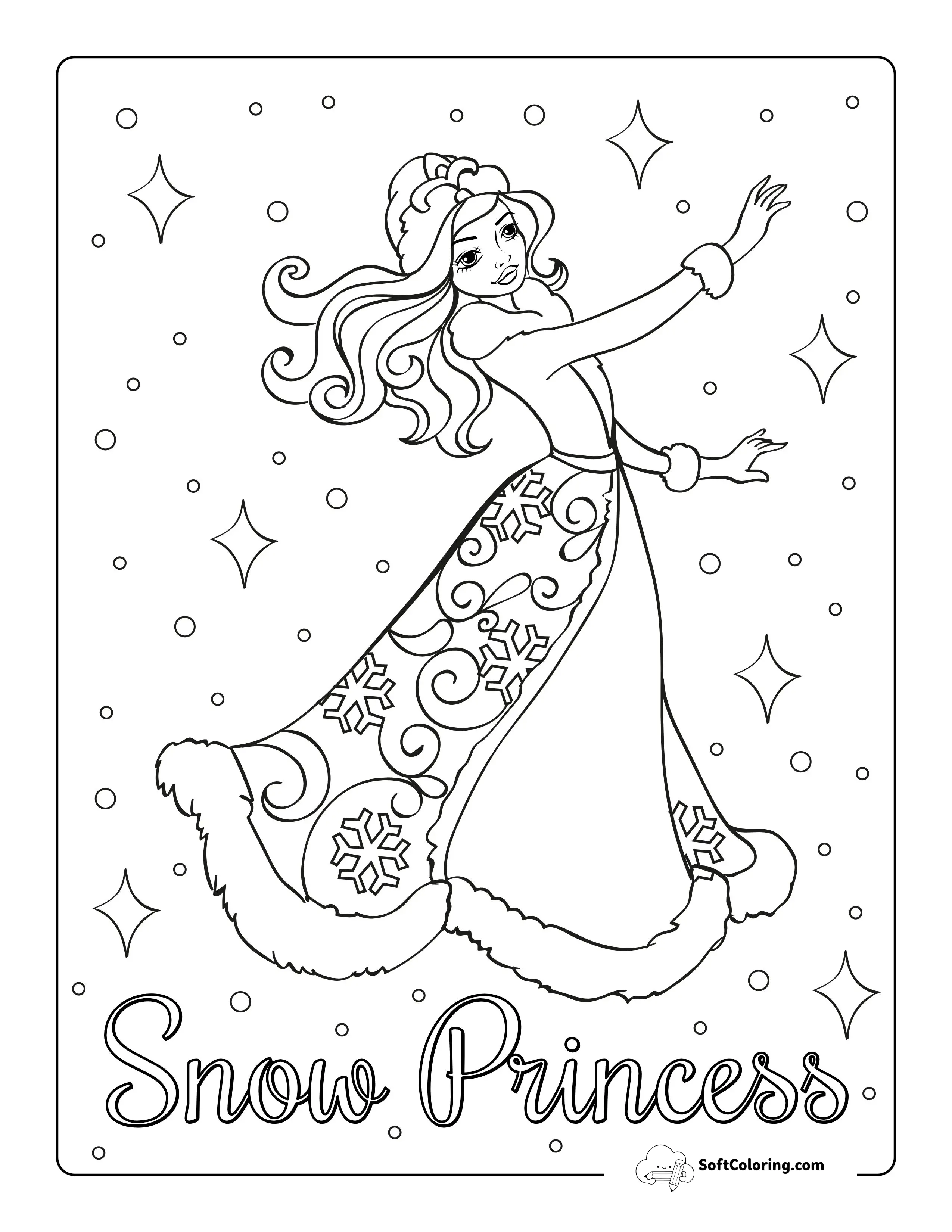 Snow Queen Winter Coloring Page