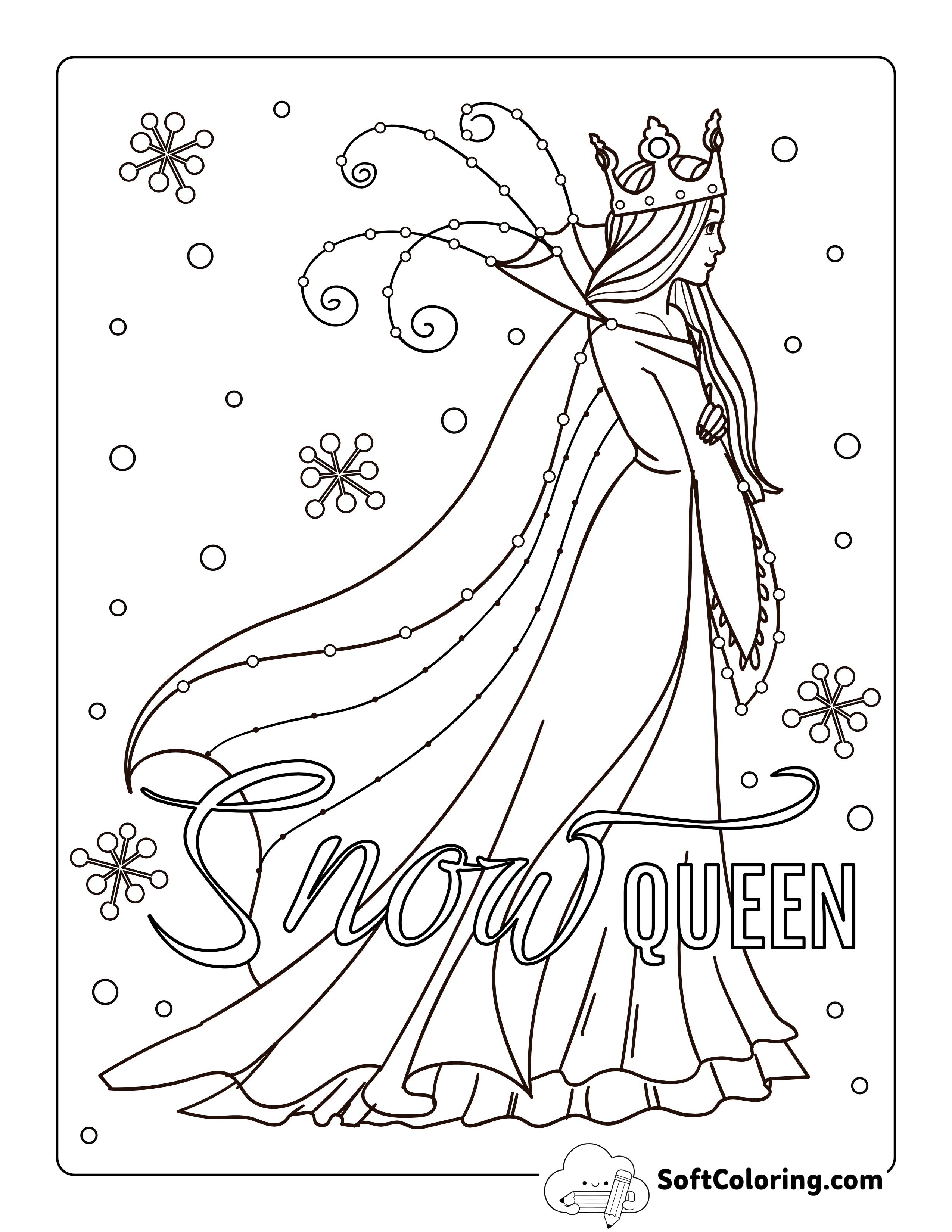 Snow Queen Coloring Page for Kids