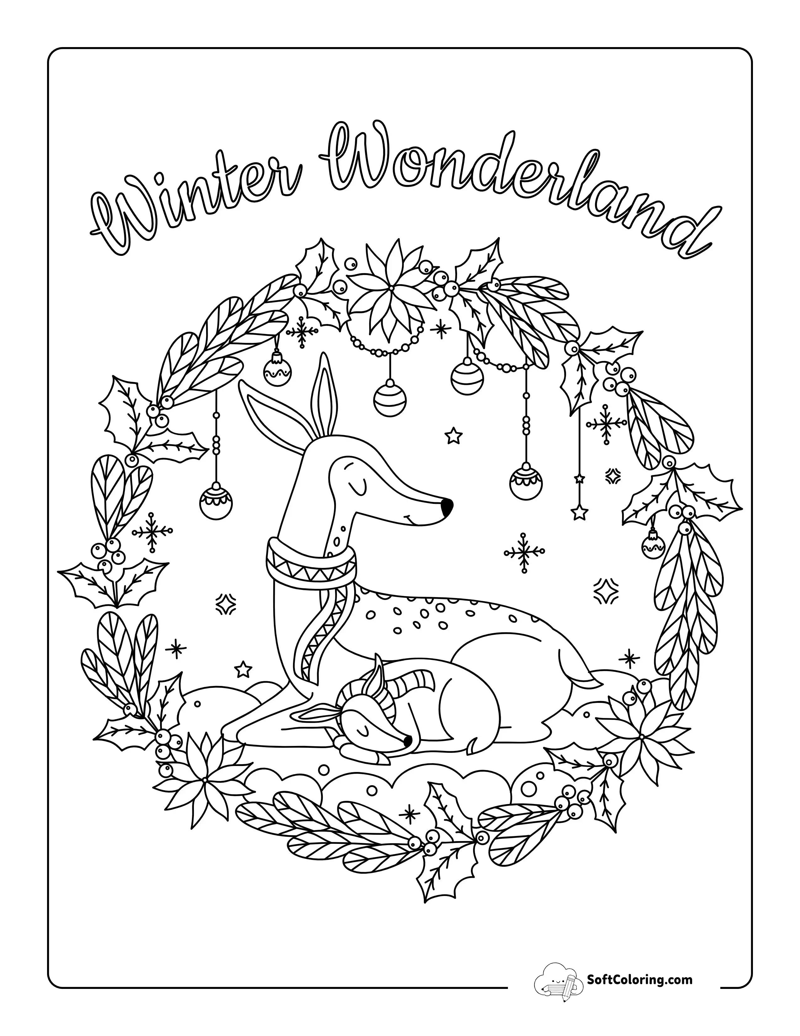 Cute "Winter Wonderland" Reindeer With Baby Reindeer Picture