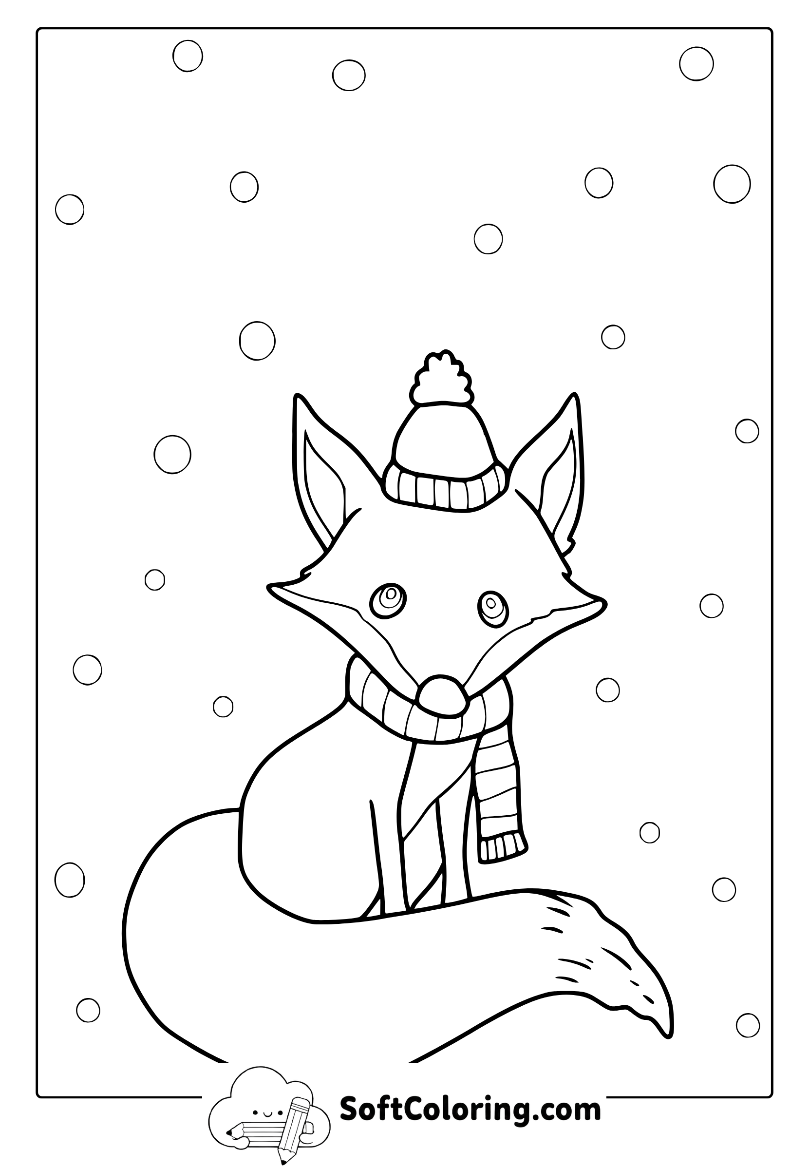 winter fox coloring page