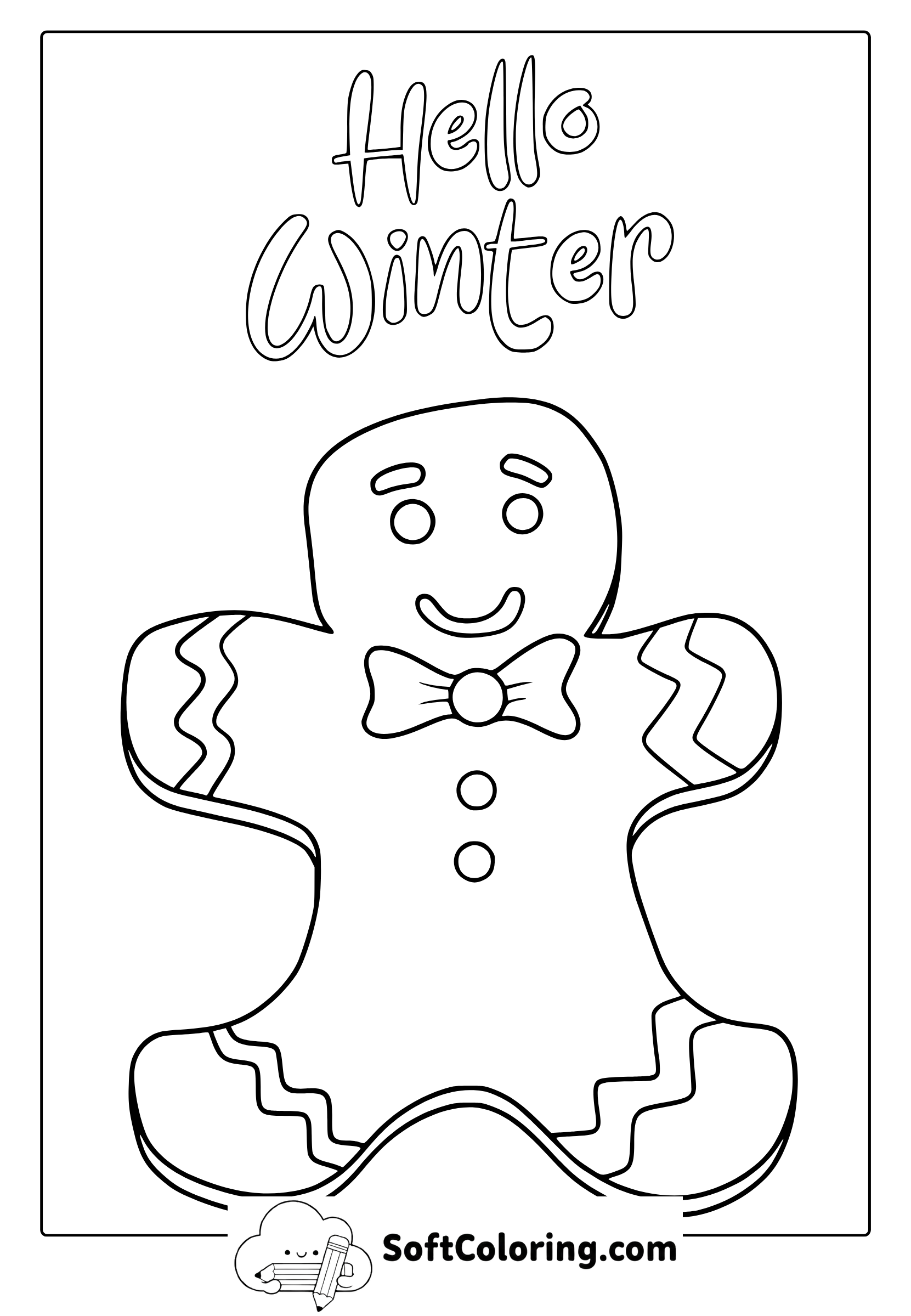 winter gingerbread man coloring page