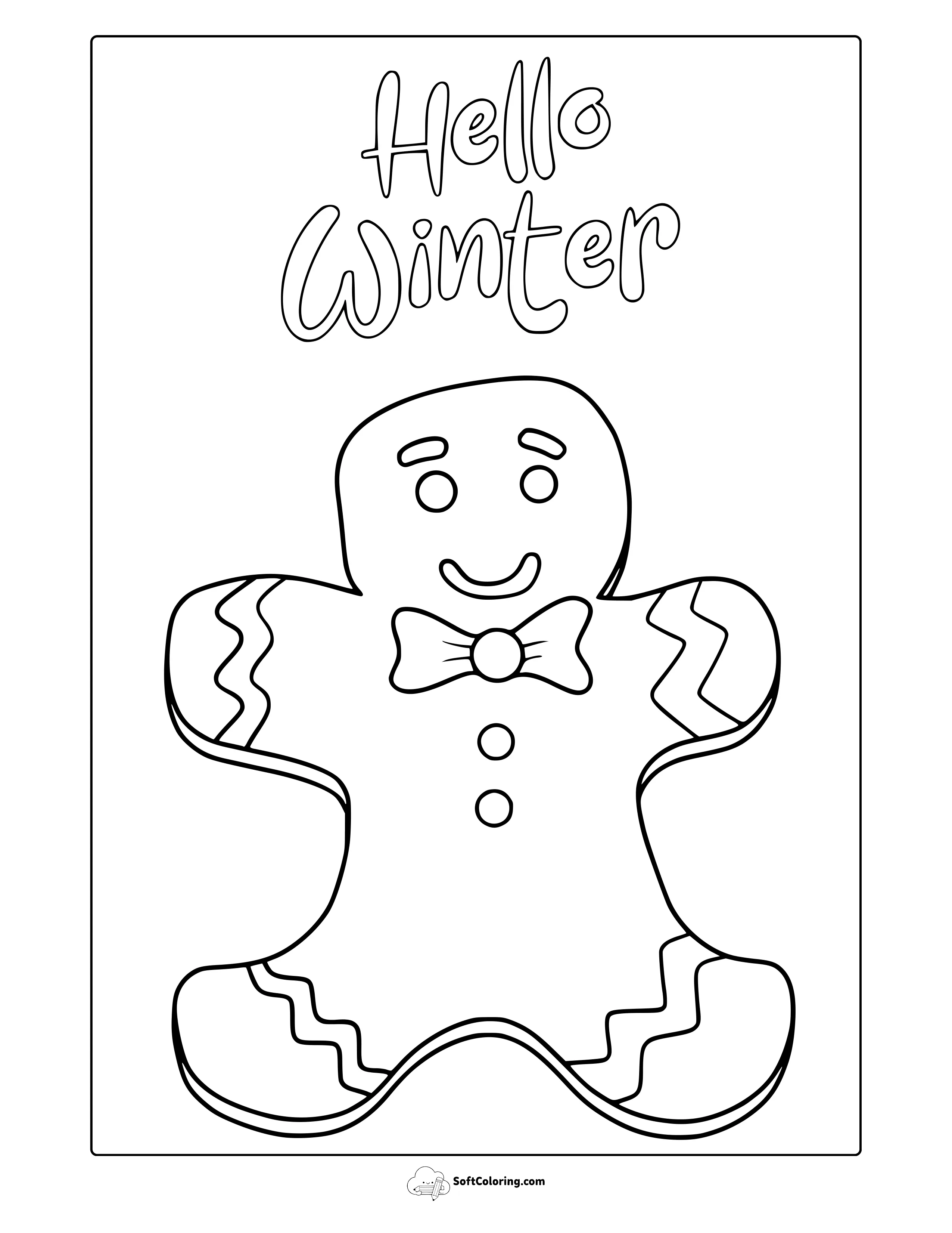 Winter Gingerbread Man Coloring Page