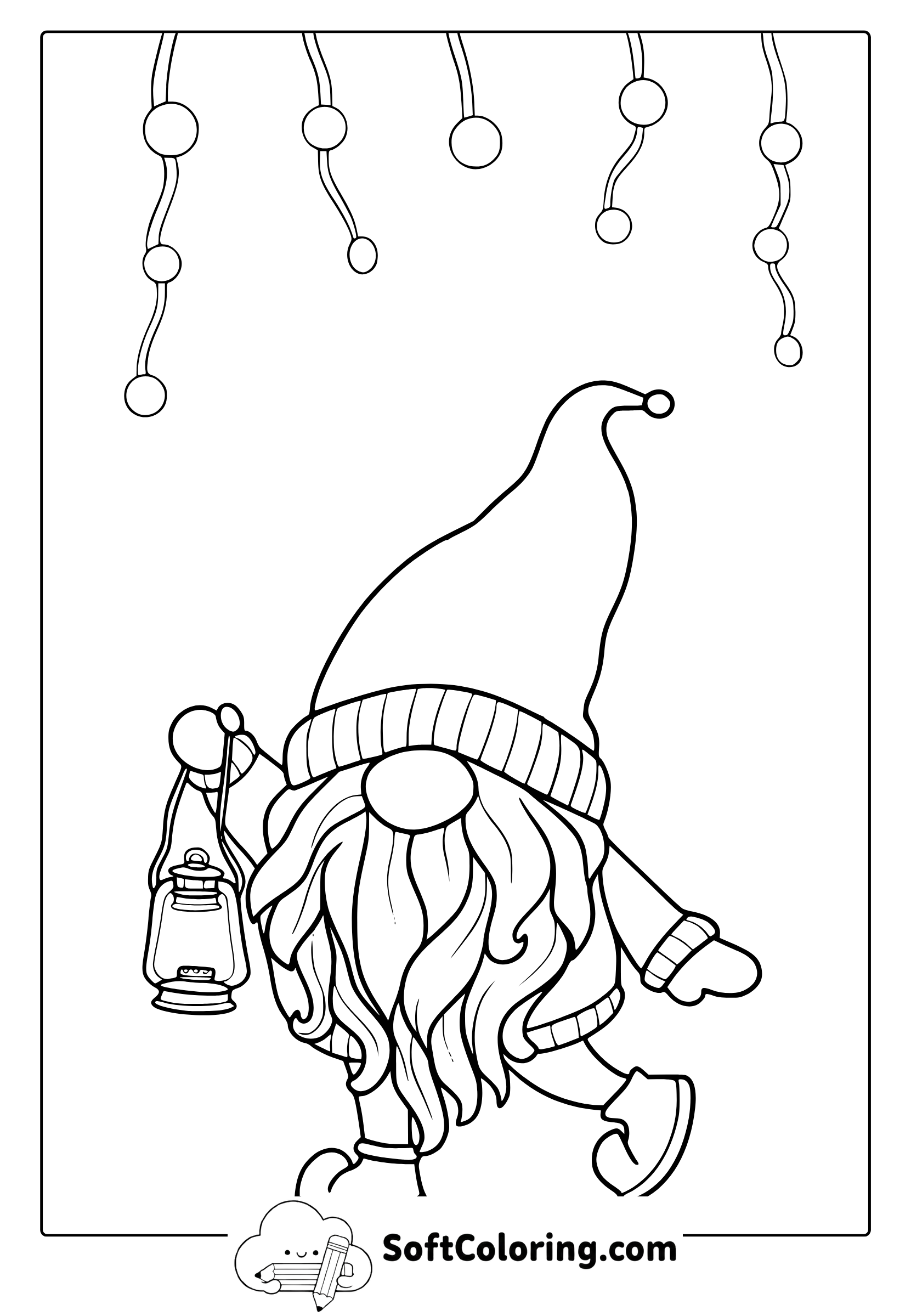 winter gnome coloring page