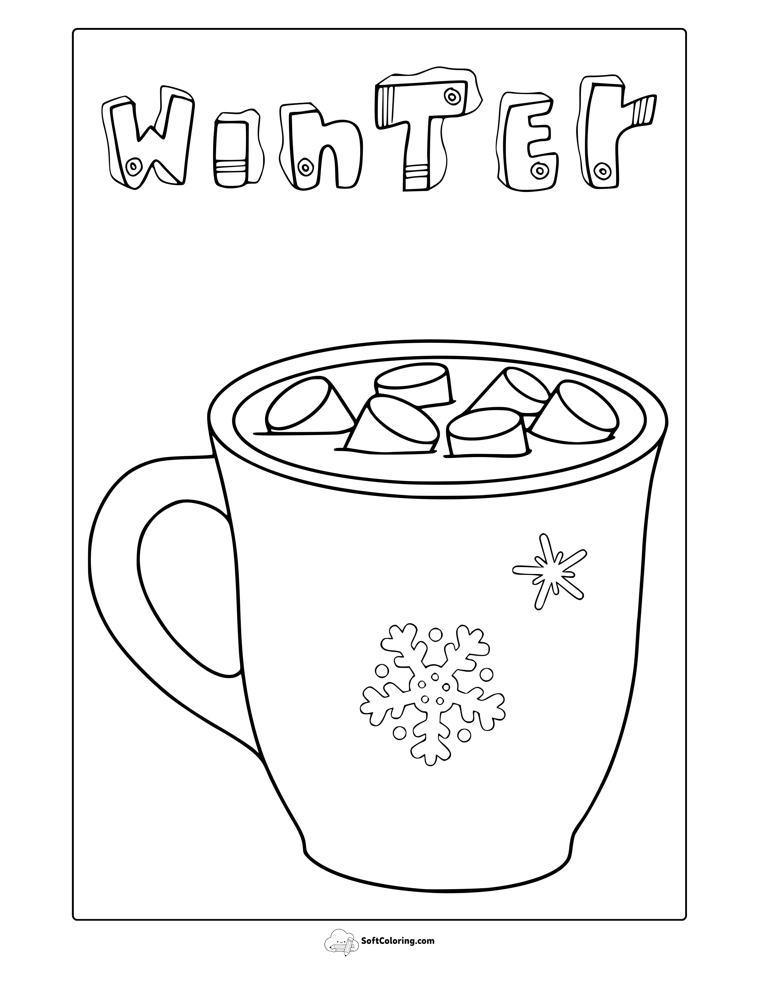 Winter Hot Chocolate Coloring Page