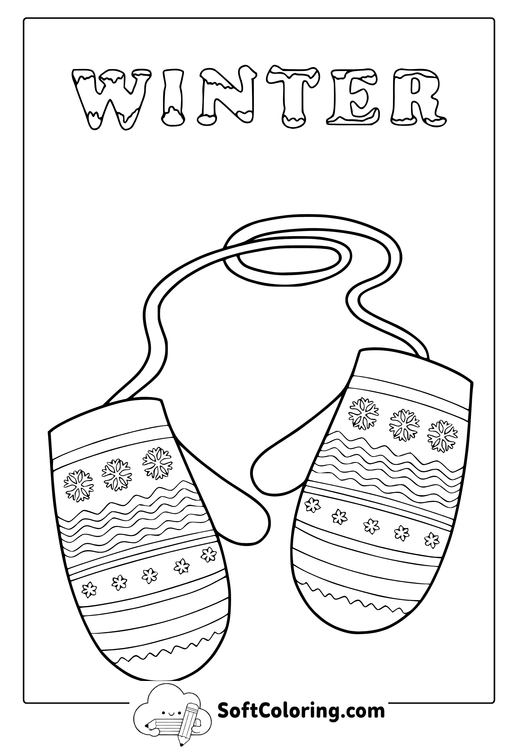 winter mittens coloring page